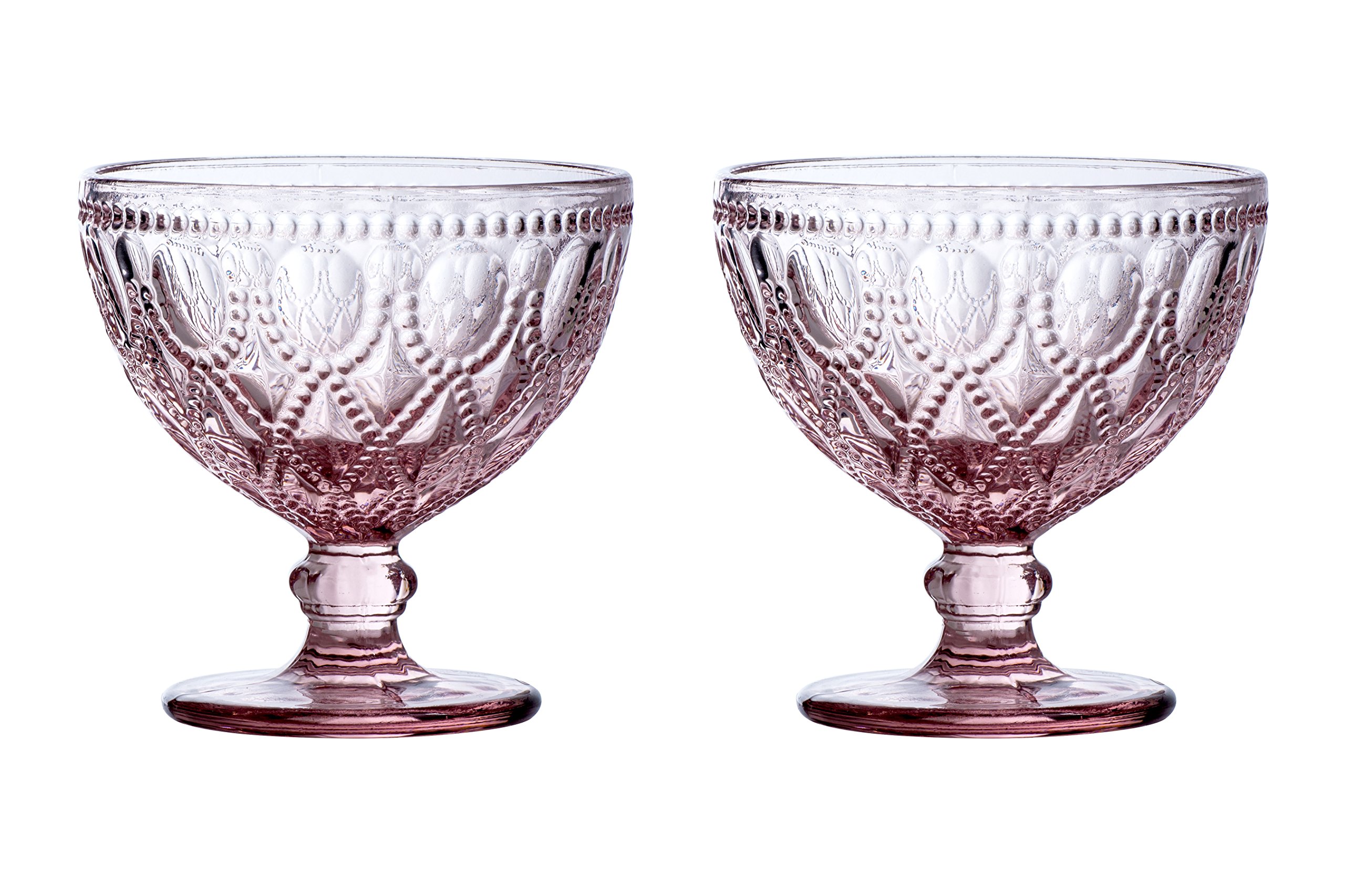 Premier Housewares Fleur Sundae Dishes, Glass, Pink, 11 x 11 x 11 cm