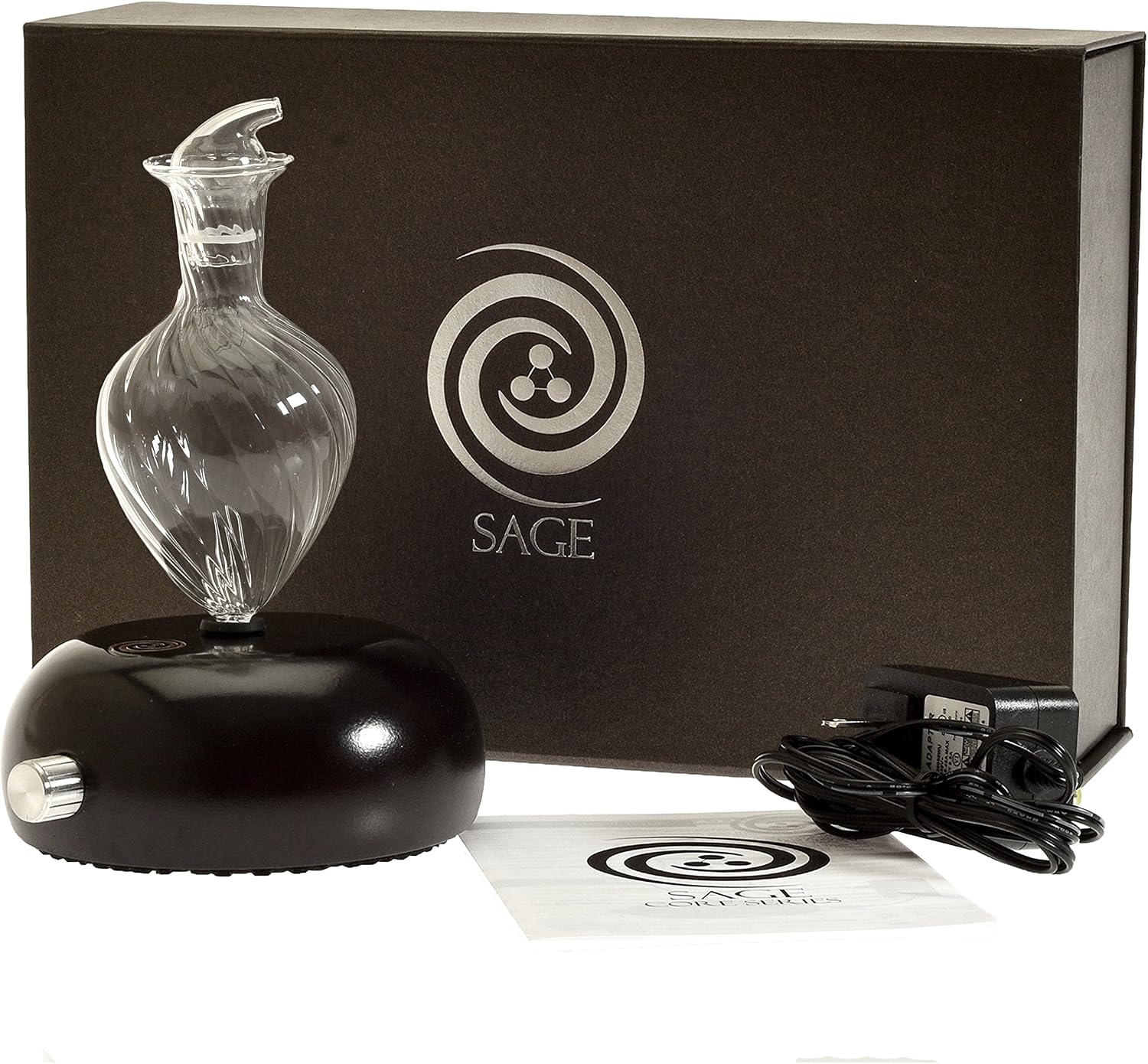 Nebulizing Diffuser for Essential Oils and Aromatherapy NO Heat, Water, Plastics OR Artificial Materials - Sage Core Series - Spiral Model in Gift Box