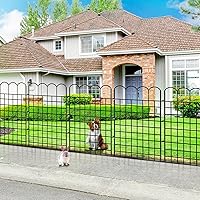 JUOIFIP 10 Panels 32" Tall Rustproof Garden Dog Fence - 24ft Outdoor Yard Barrier for Dogs, Rabbits, Flowers, Patio - Easy No-Dig Stakes