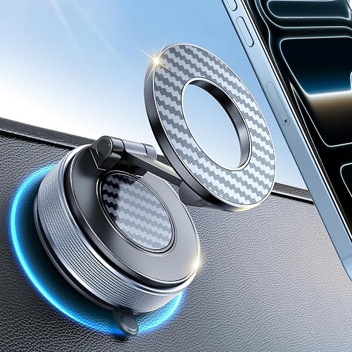 Car Phone Holder for Magsafe, Suction Cup Phone Mount 360° Adjustable Vacuum Mag