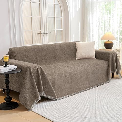 Miniatura 25 de MYSKY HOME Fundas para sofá, fundas lavables para sofá modular, funda de 3 cojines, protector de muebles con borlas para niños, perros y mascotas,