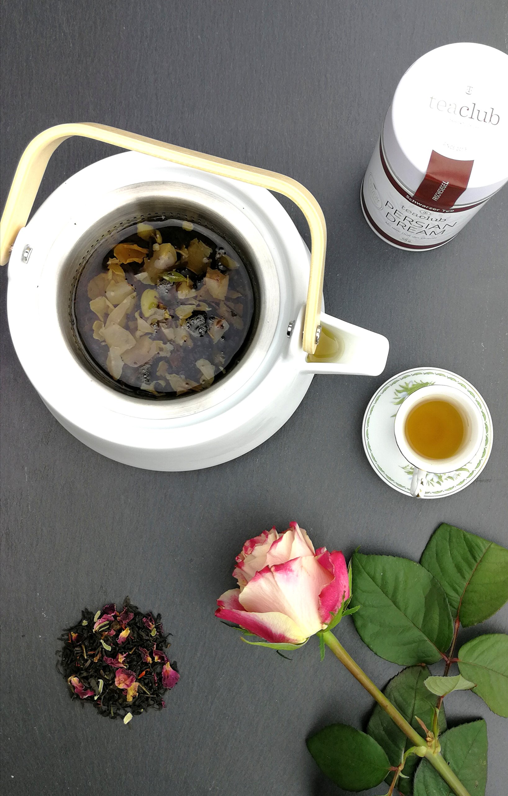 Persian Dream Té Negro Suelto 100g, mezcla de té negro persa con cardamomo pétalos de rosa flores de cártamo, TeaClub Té Negro
