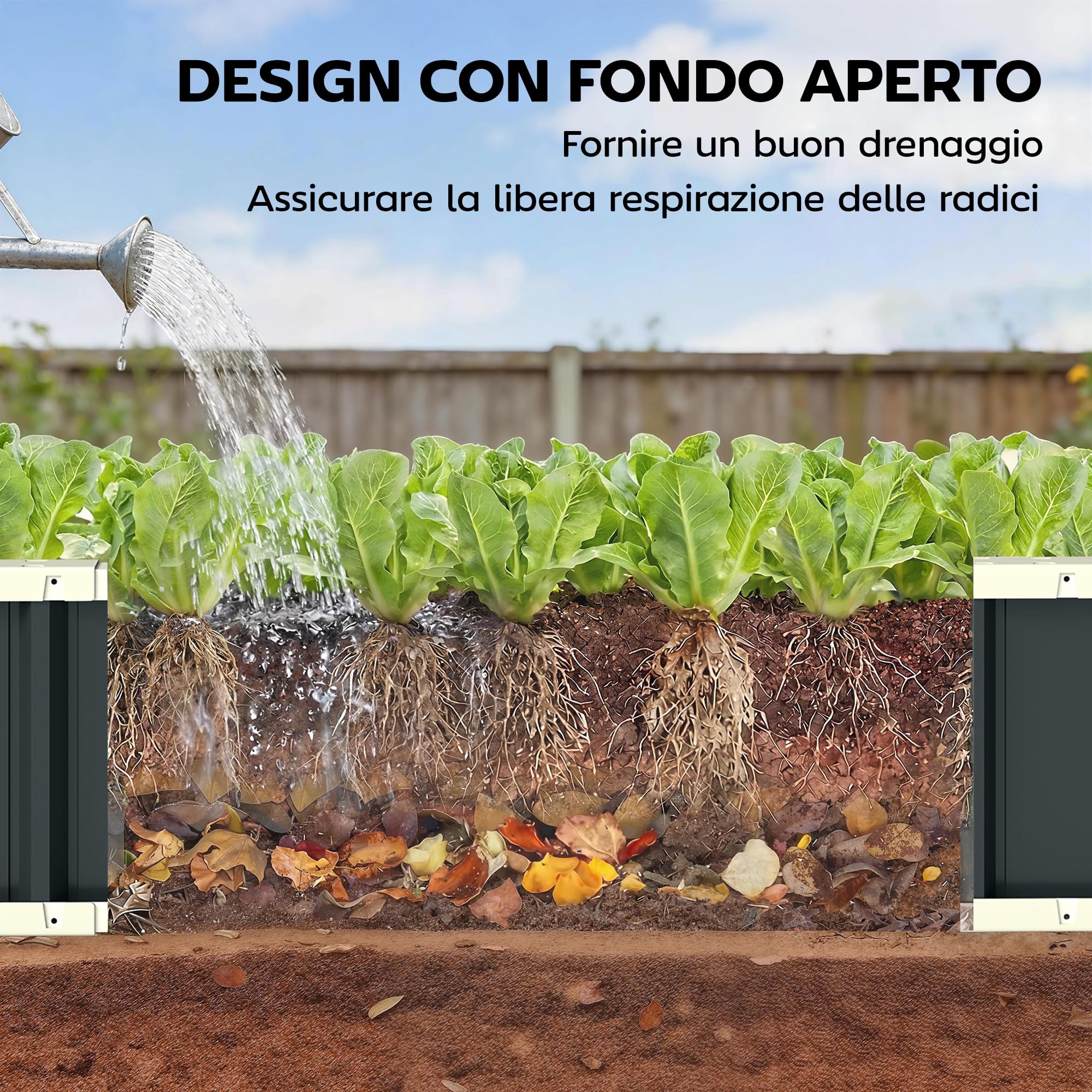 Outsunny Letto per Orto Rialzato da Esterno con Fondo Aperto, Guanti, Bordi Piegati, Fioriera da Esterno in Acciaio Zincato, per Piante, Fiori, Verdure Balcone Giardino, 136x52x31 cm, Grigio Scuro