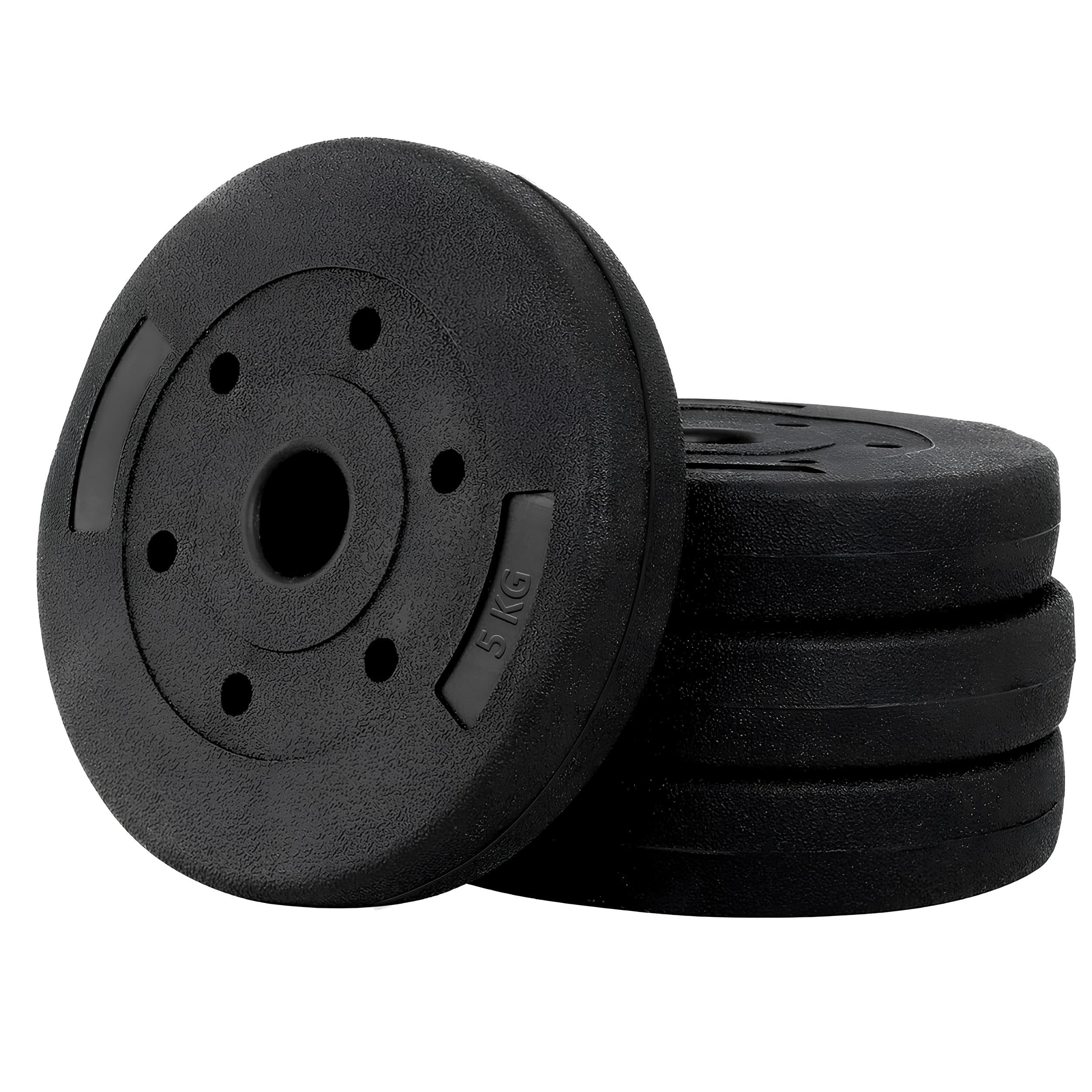 4 DISCHI Da 5Kg Foro Ø 25mm PVC 2 Coppie 20Kg Totale Palestra Pesi Bilanciere Manumbri