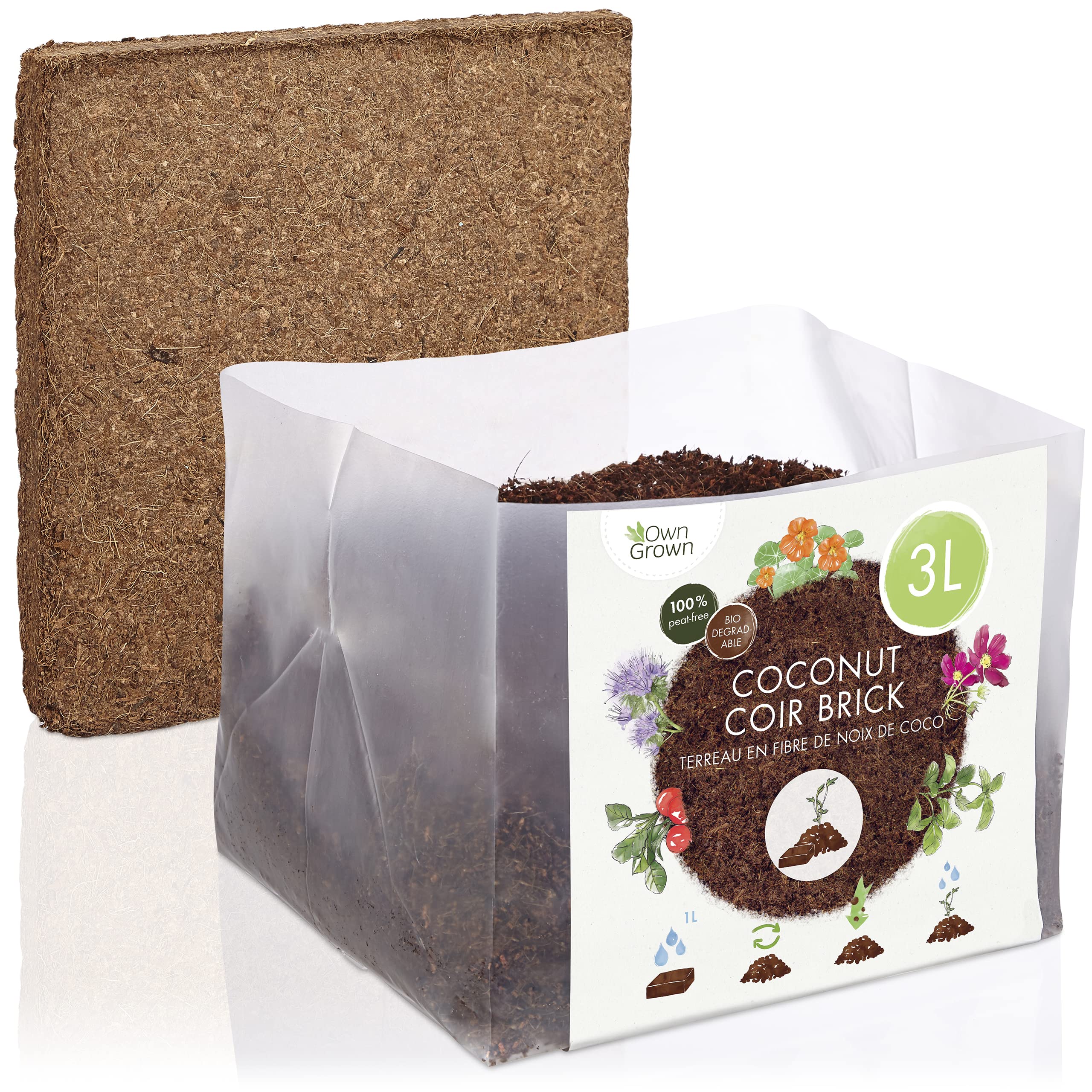 Buy Coconut Coir Block 3L Premium Peat Free Coco Coir Brick Potting
