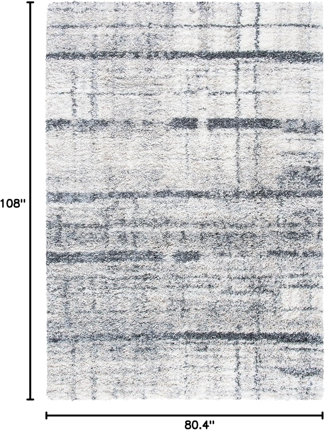 SAFAVIEH Fontana Shag Collection Area Rug - 6'7" x 9', Ivory & Grey, Modern Design, Non-Shedding & Easy Care, 2-inch Thick Ideal for High Traffic Areas in Living Room, Bedroom (FNT855A)