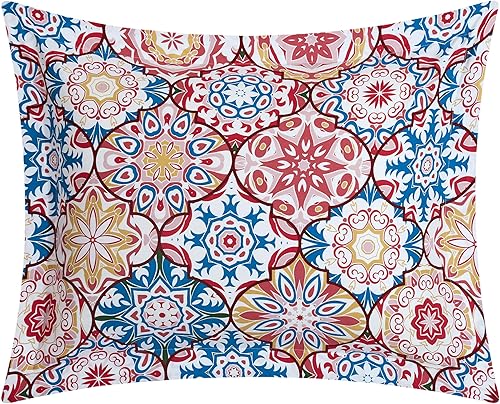 Miniatura 3 de Chic Home Angel - Juego de funda de edredón reversible de 4 piezas, 100% algodón, estampado geométrico bohemio, color rosa Queen