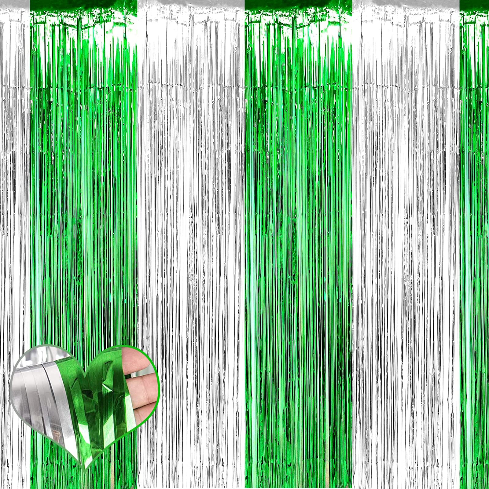 Fransenvorhang Hintergrund Aus Mylar – 4 Stück Je 90x180 Cm, Metallisch Glitzernd, Mit Klebeband, Für Foto-Hintergründe & Party-Deko