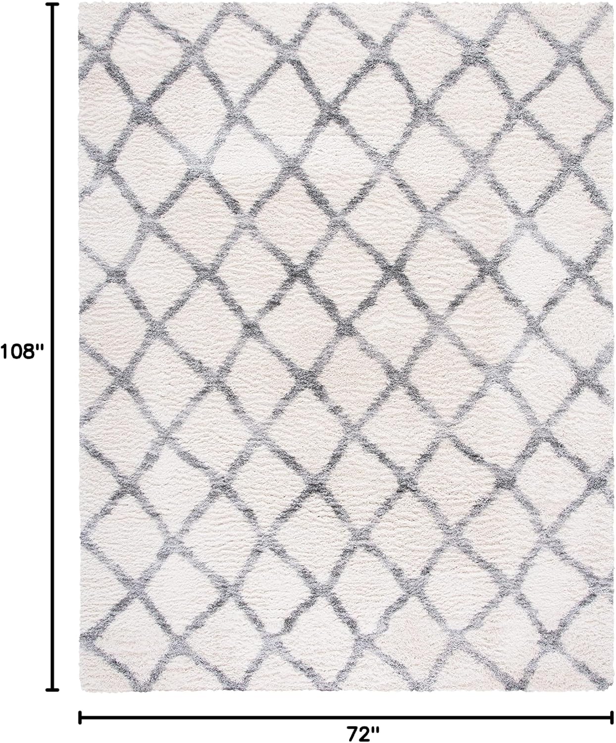 SAFAVIEH Berber Shag Collection 6' x 9' Ivory/Grey BER215B Moroccan Non-Shedding Living Room Bedroom Dining Room Entryway Plush 1.2-inch Thick Area Rug