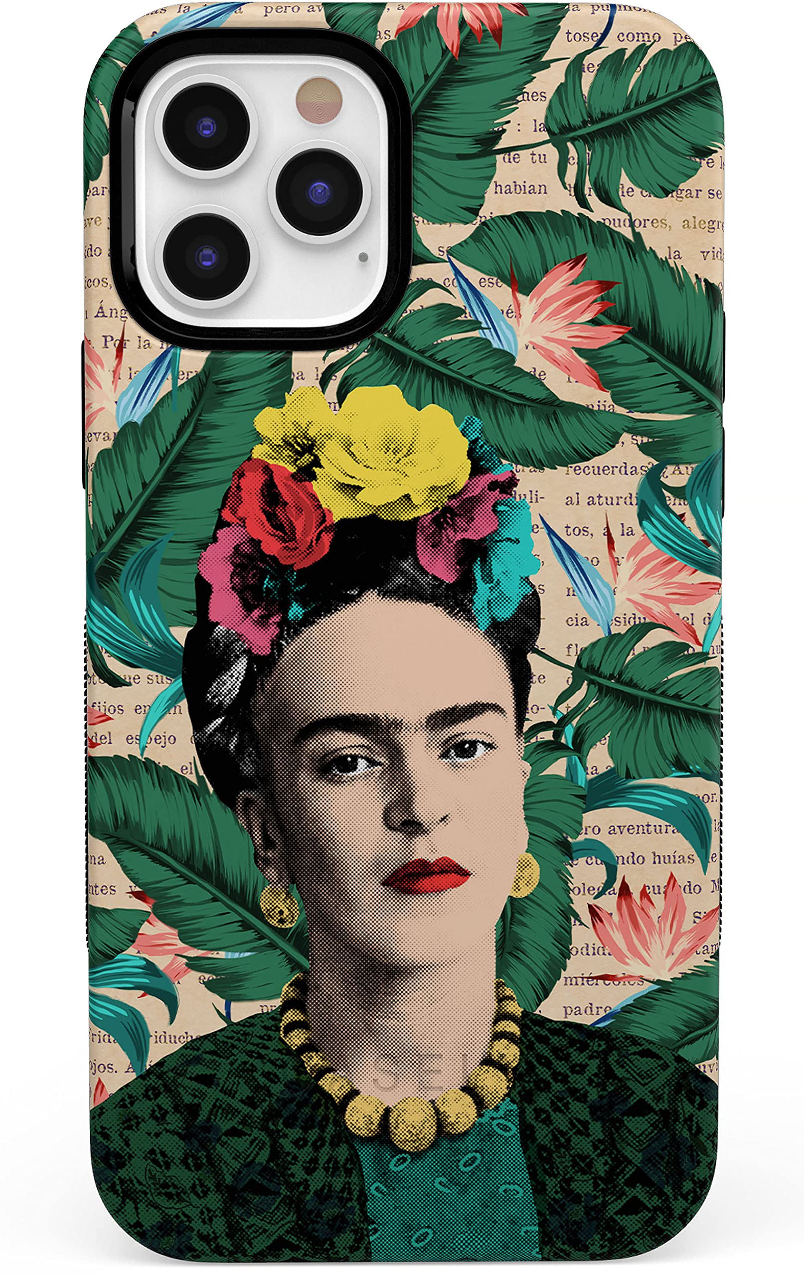 Casely iPhone 12 Pro Max Case | Compatible with MagSafe | Find Your Muse | Frida Kahlo Portrait Floral Case