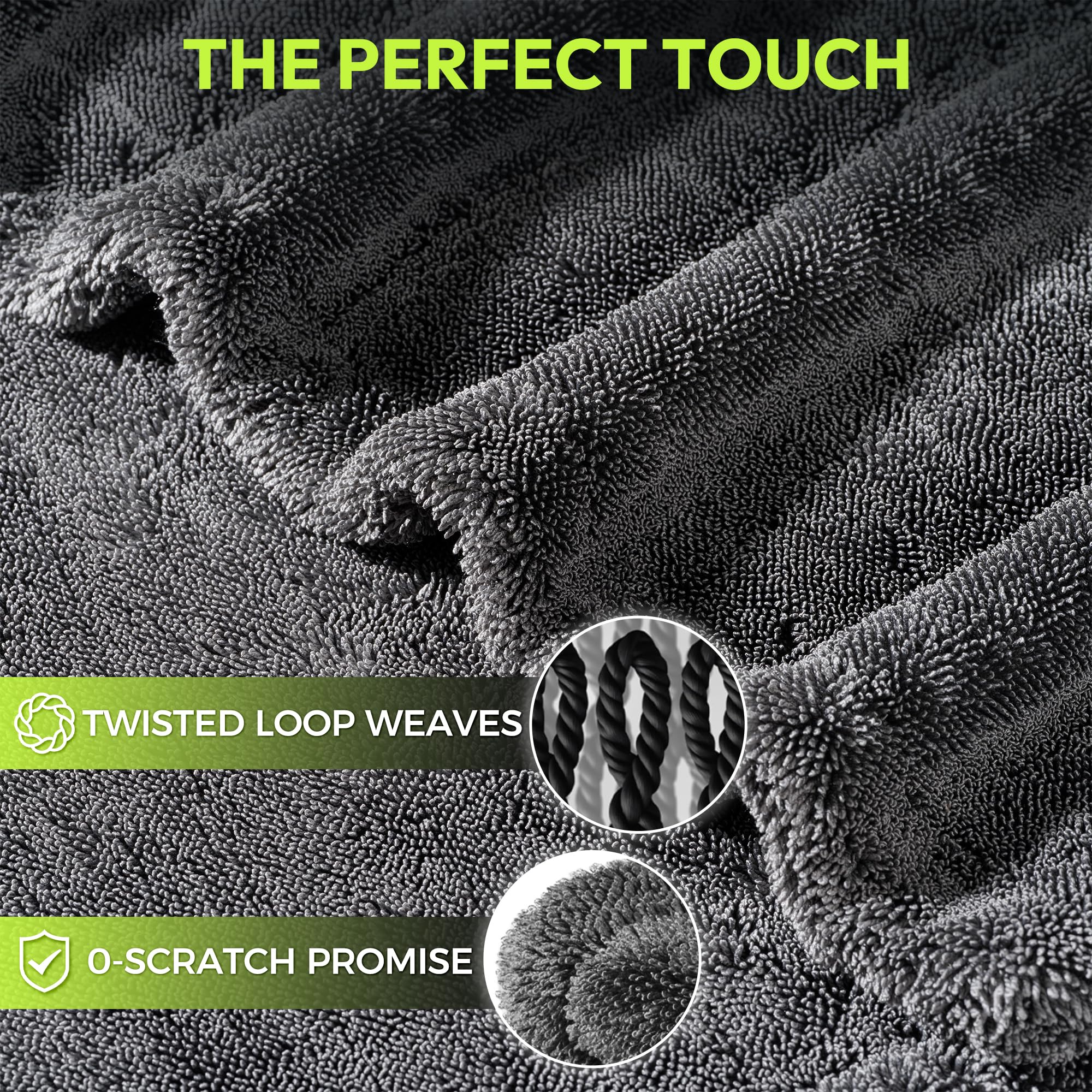 AutoManiacs Drying Towel for Car Detailing 1500 GSM Ultra Super Absorbent 24x36 XL Soft Microfiber Towels for Cars — view 5