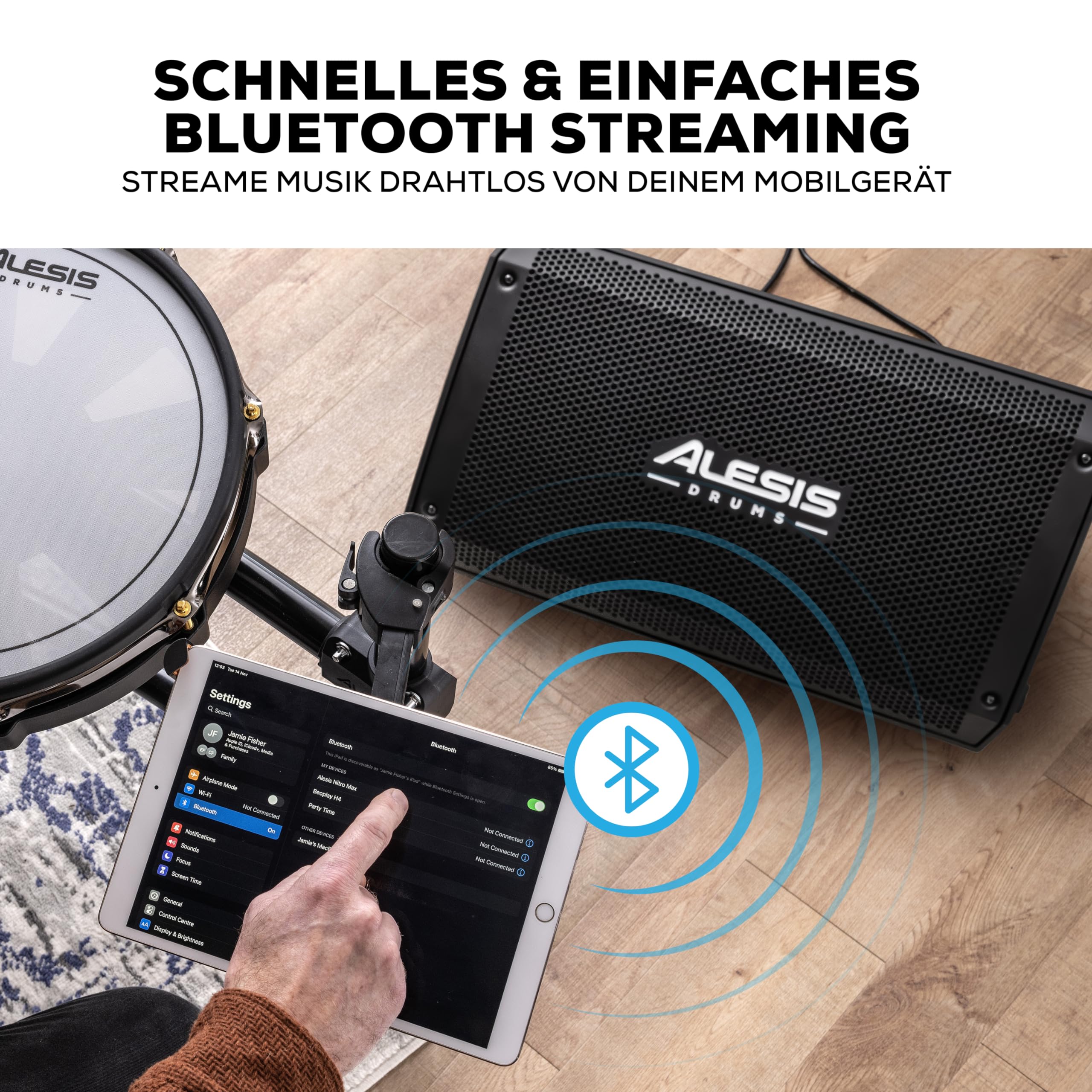Alesis Nitro Pro und Strike Amp 12 MK2 - Elektronische Schlagzeug und 12-inch 2500W E Drums Amp Lautsprecher, mit Bluetooth