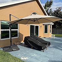Vista 49 de PURPLE LEAF Sombrilla de Patio de 8 Pies para Exteriores Sombrilla Cantilever Cuadrada de Aluminio Sombrilla Offset con Rotación de 360 Grados