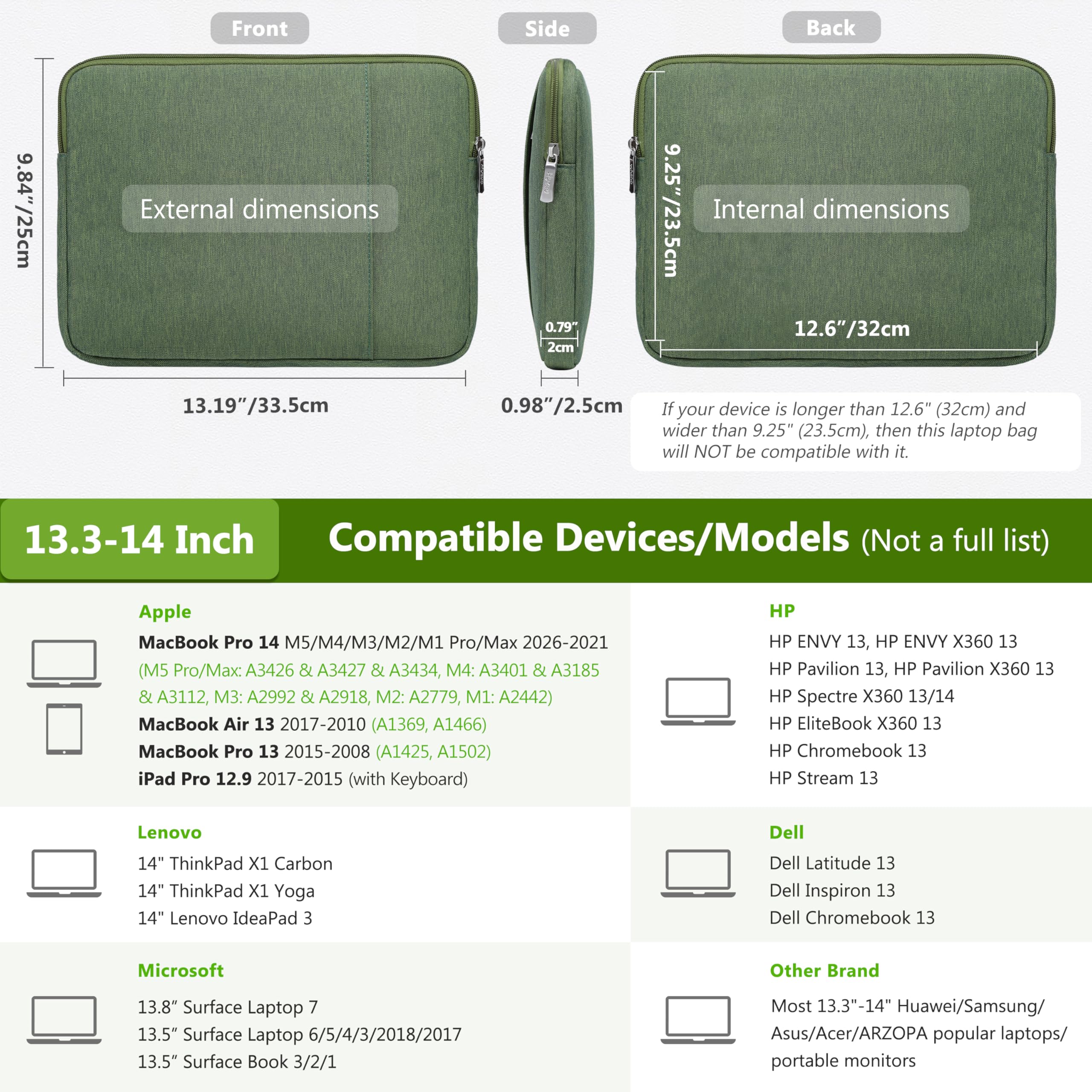 HYZUO 13,3-14 Zoll Laptop Hülle Tasche mit Standfunktion für MacBook