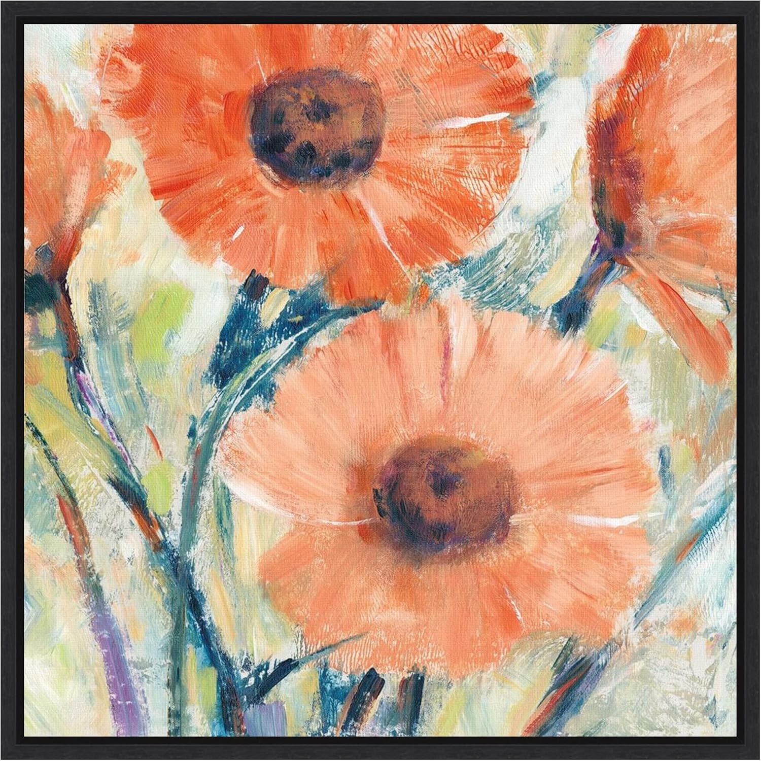 Amanti Art Framed Canvas Wall Art 30x30 Flowers in Bloom II by Tim O'Toole, Framed Wall Art Canvas, Flowers Artwork, Modern Decor, Large Poster Painting for Living Room, Bedroom, Bathroom, Kitchen,
