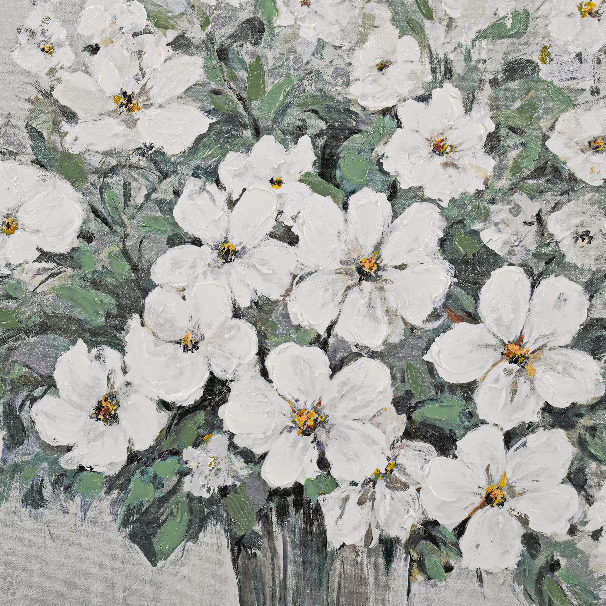 Amazon｜ArtbyHannah 24 x 24インチ 正方形 ホワイト フローラル