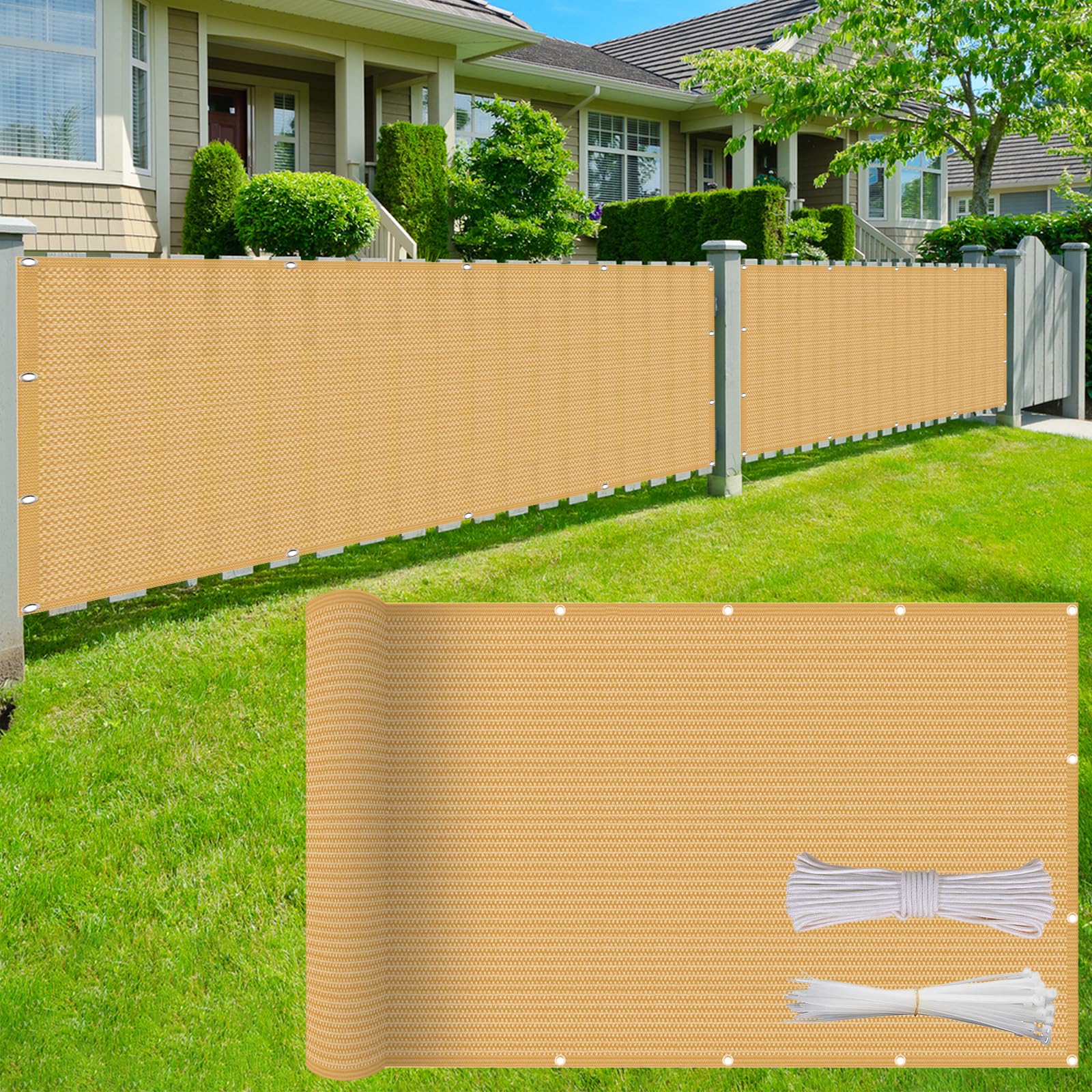 Brise vue balcon 120x600 jaune sable pour éliminer le vis-à-vis