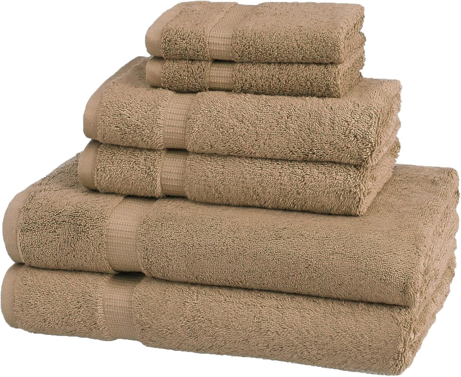  Brand – Pinzon Organic Cotton Bathroom Towels, 6-Piece Set, Latte Tan: Home & Kitchen