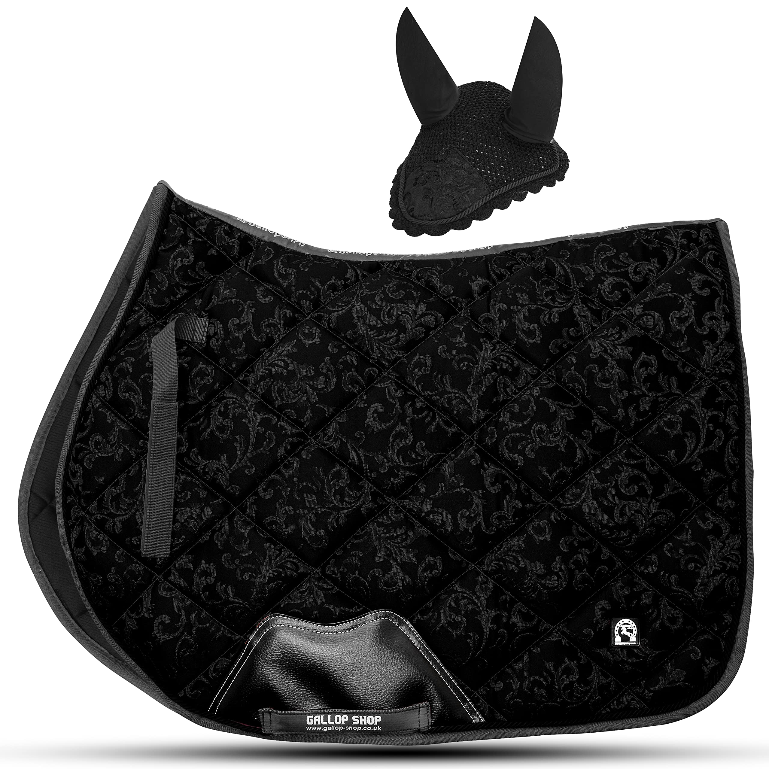 Gallop ShopLux Edition Brocade Saddle Pad Set/Numnah Cloth Saddle Pad (Black Full)