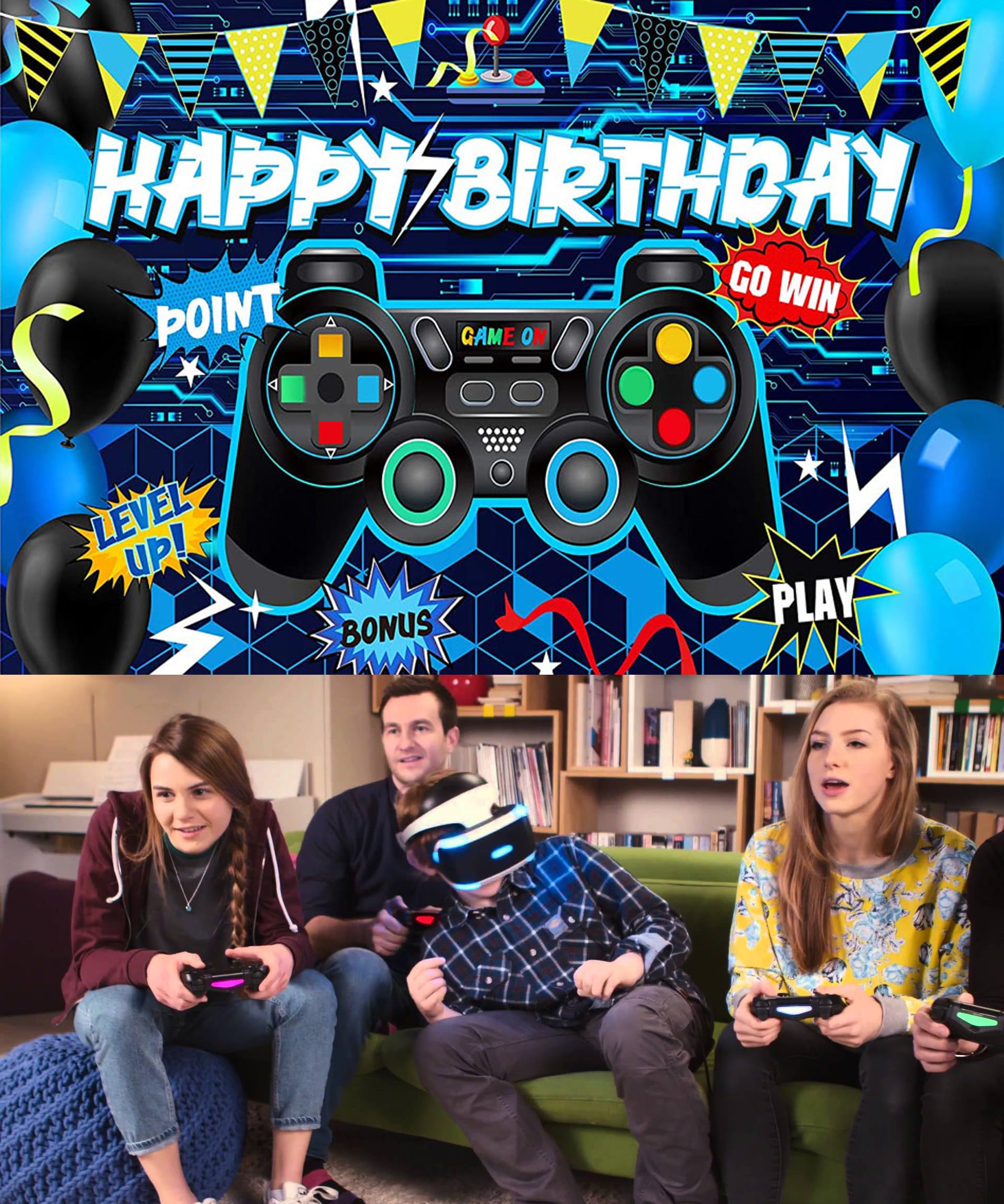 Gelukkige verjaardag videogame achtergrond banner