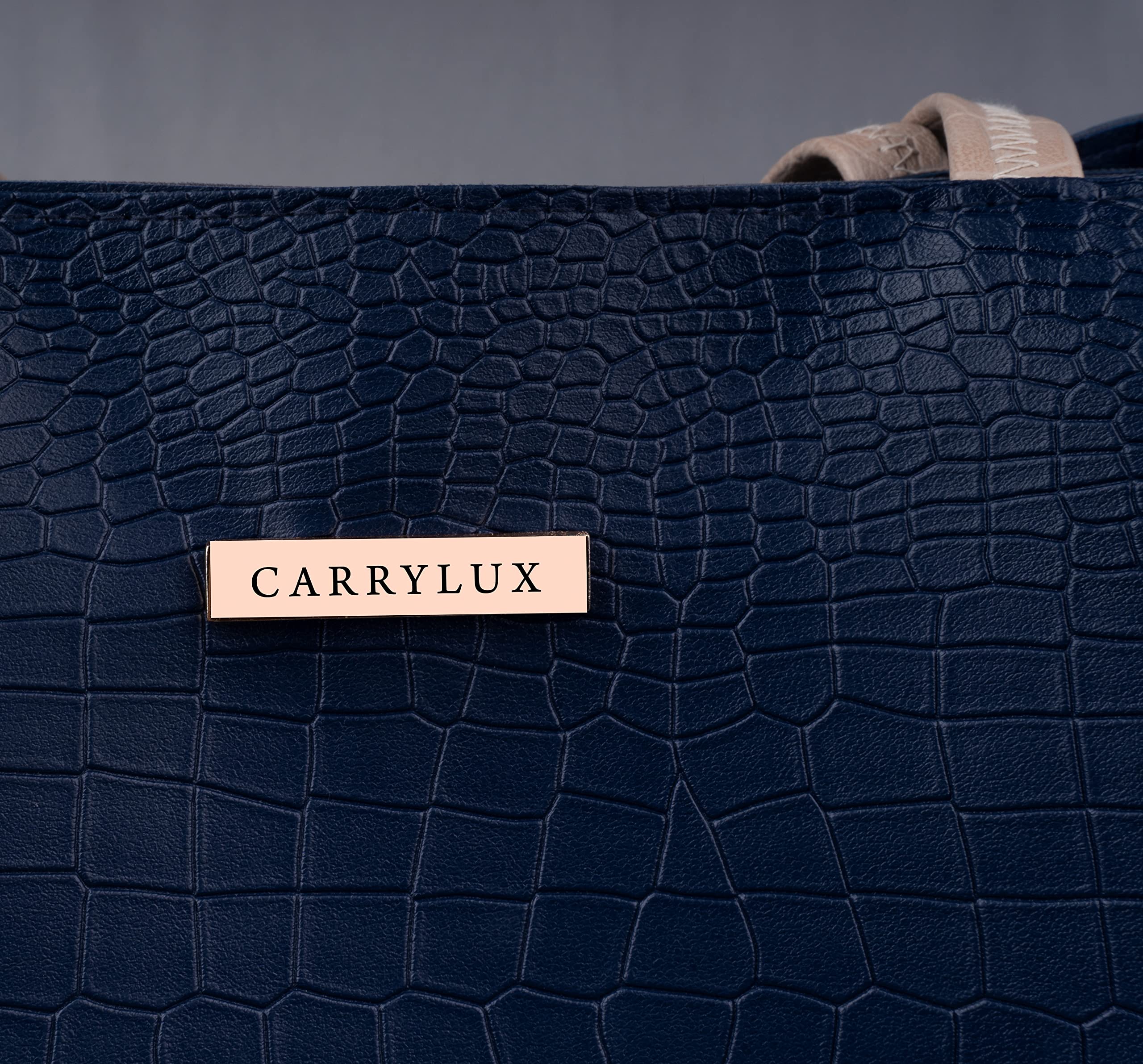 Carrylux Bolso de mano con patrón de cocodrilo de gran capacidad de dos tonos, bolsos de mano, bolso de hombro para mujer