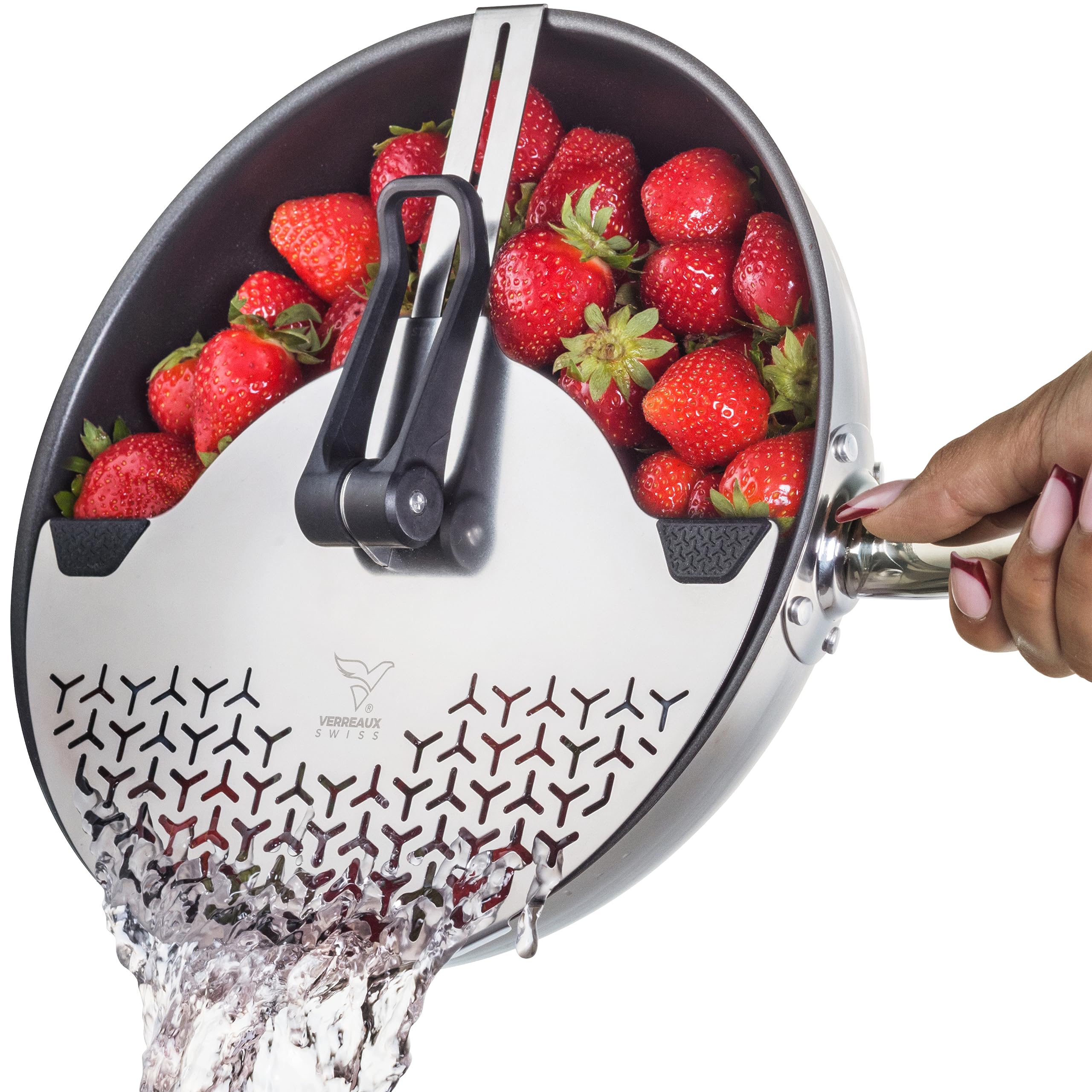 Pot Drainer - Compact Clip-On Strainer For Pots, Fits All Drains All | Premium Stainless Steel Pasta Strainer | Simplify Meal Prep