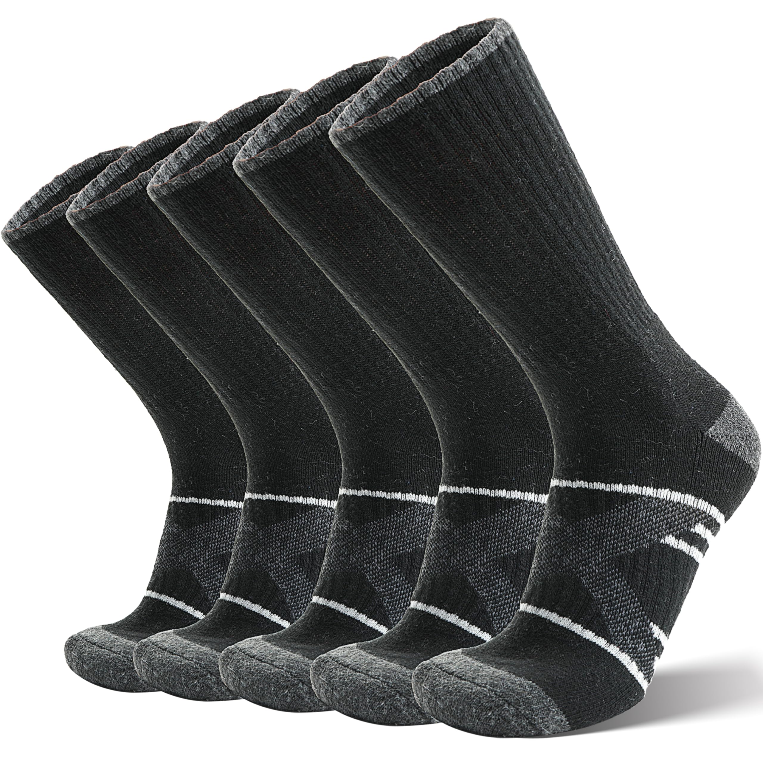 ANTSANG 5 Pairs Merino Wool Hiking Socks for Men & Women Thermal Winter Warm Moisture Wicking Cushion Boot Socks