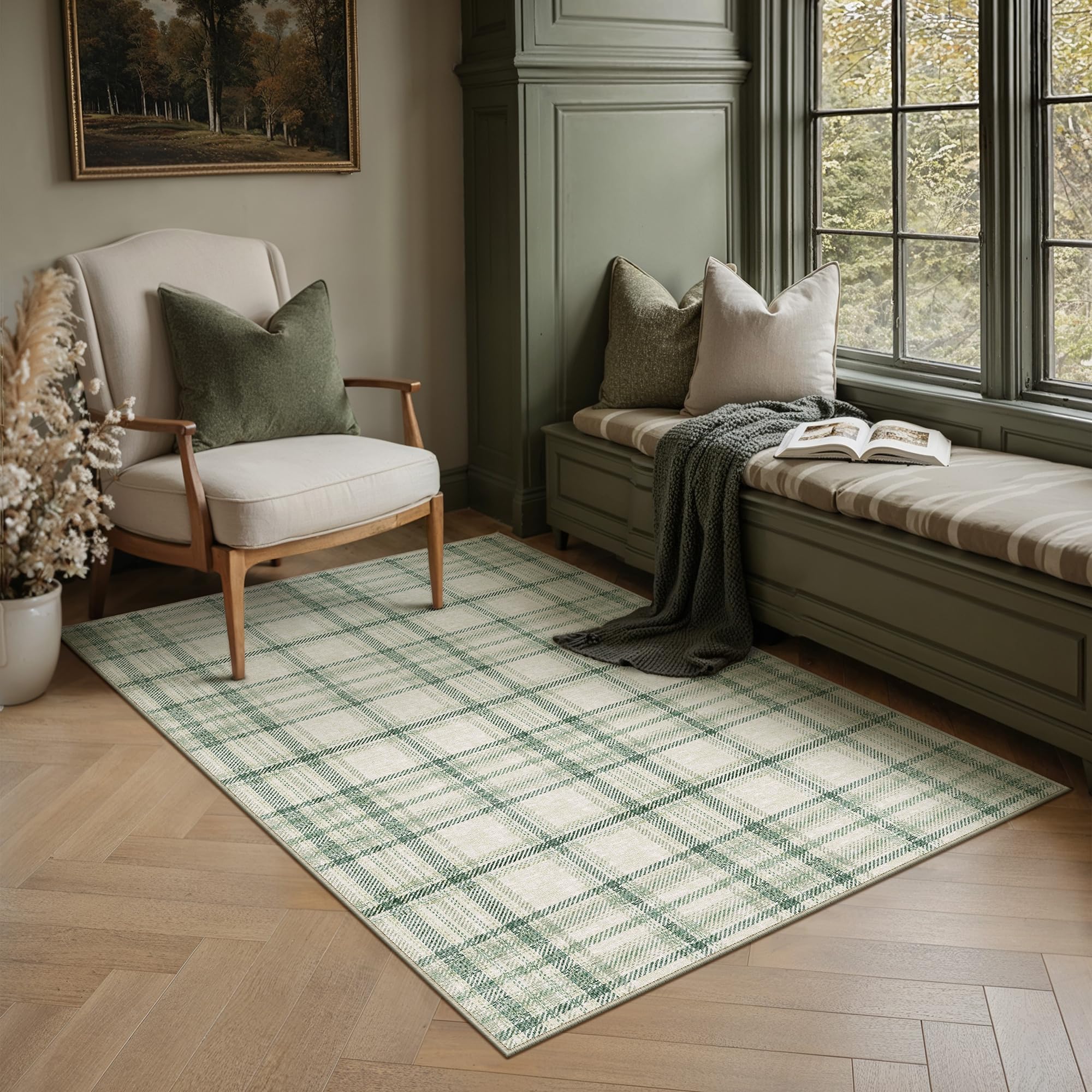 PureCozy Green Washable Rugs Living Room Rug 120x170cm — image 1