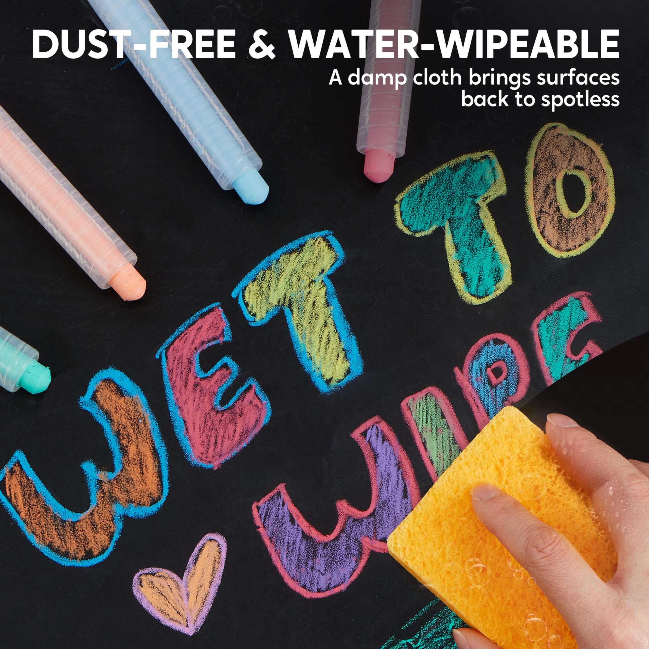 JOYIN Washable Dustless Chalk Set Rounded 12 Colors, 12 Pieces Non-Toxic Colored Chalk for Toddlers,School,Outdoor - Image 3