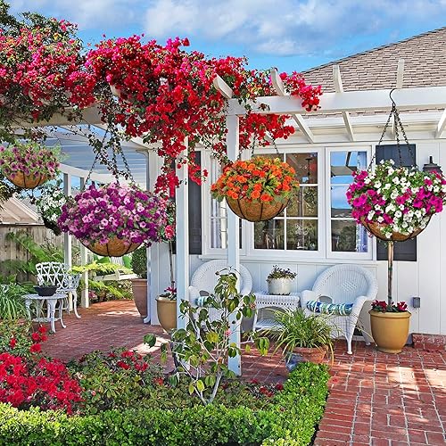 Miniatura 5 de Halatool 2 forros de coco de 16 pulgadas para cestas colgantes de fibra de coco 100% natural, forros redondos de coco para macetas, flores, verduras