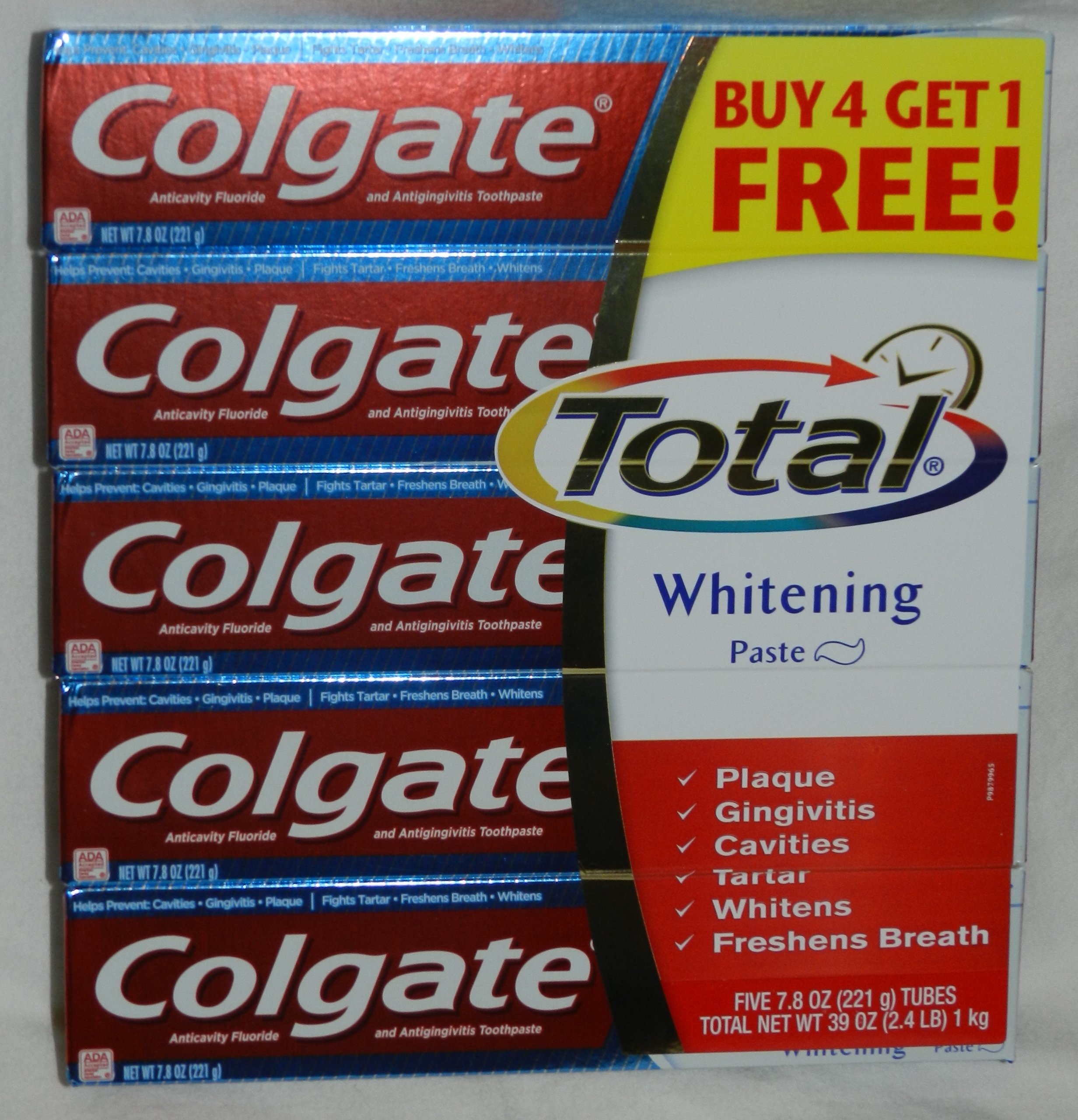 Colgate Total Whitening Toothpaste, 3.3 oz set of 5