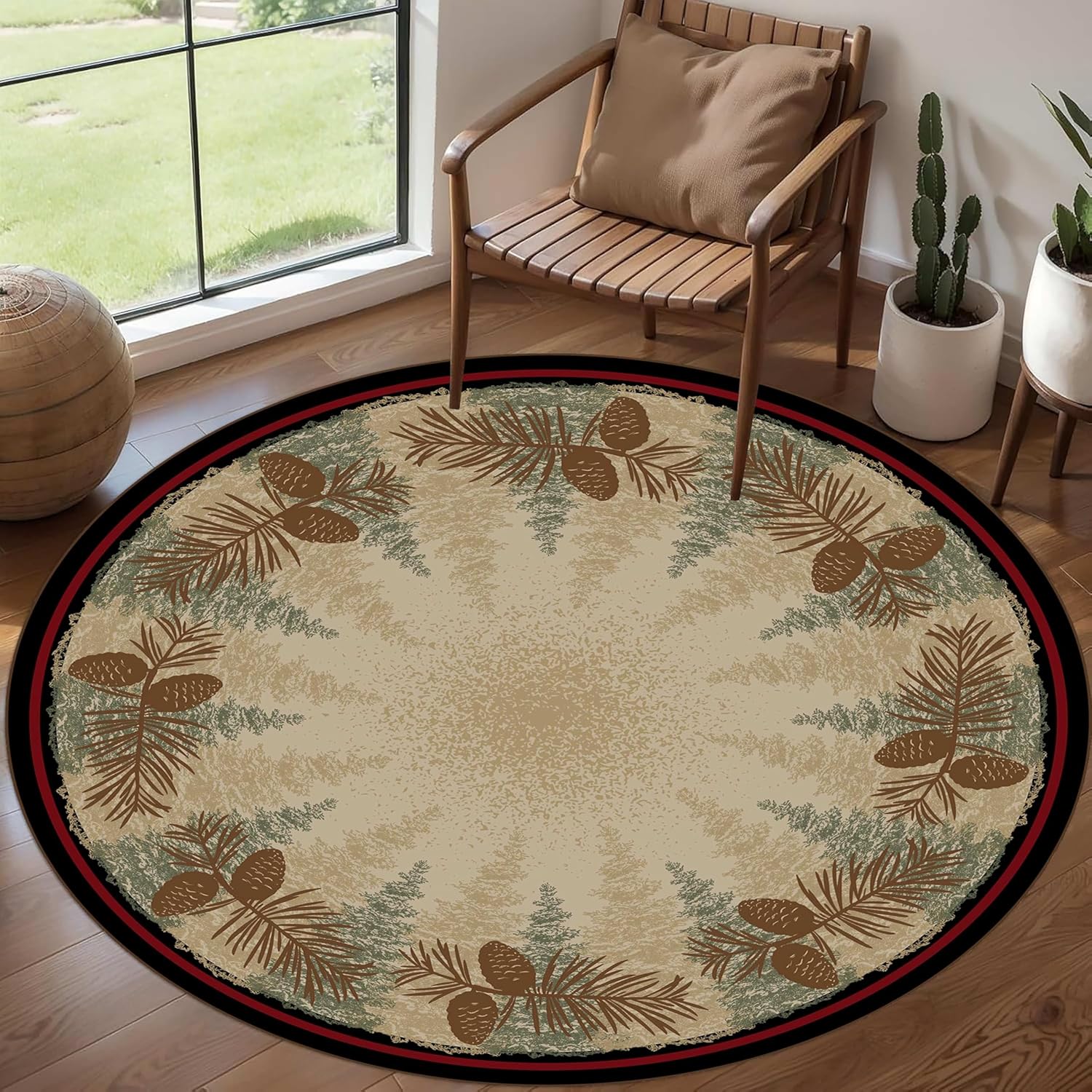 Amazon.com: LHOMKCV Pine Cones Circular Area Rugs, 3.3ft, Vintage ...
