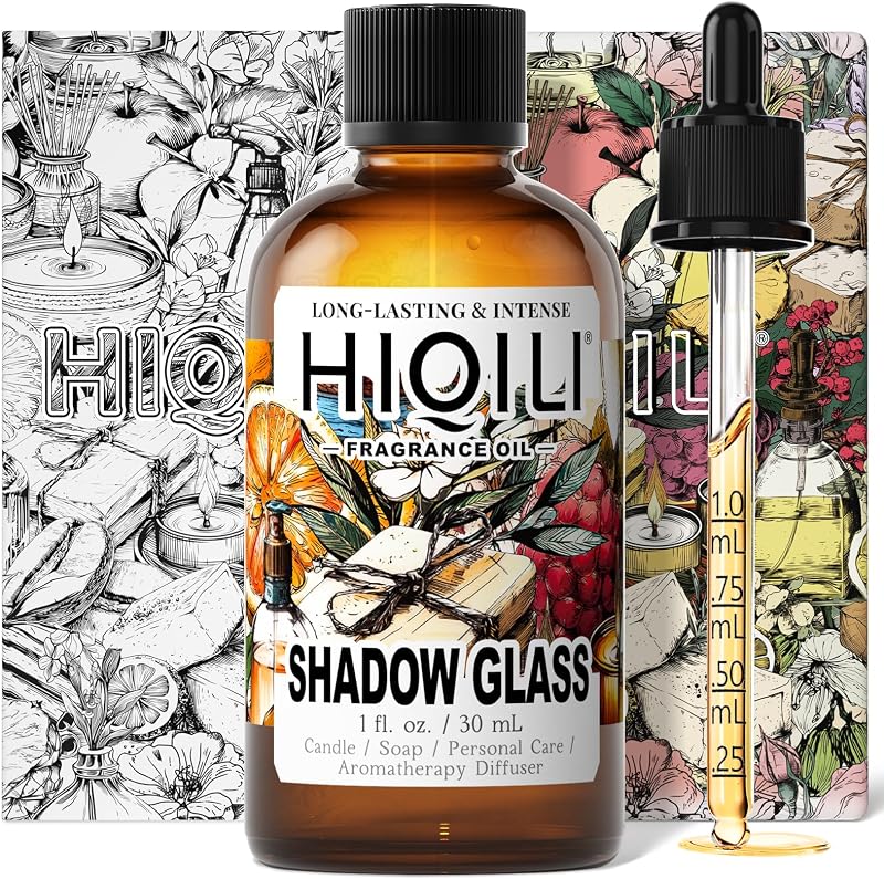 HIQILI Shadow Glass Fragrance Oil for Diffuser & Aromatherapy | Rich Floral Scent with Gardenia, Coconut & Sandalwood. Ideal for DIY Soap & Candle Making - 30mL / 1.01 fl.oz