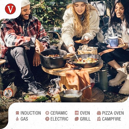 Miniatura 3 de Victoria Horno holandés de hierro fundido de 4 cuartos con tapa y asas de doble bucle sazonado con aceite de linaza fabricado en Colombia