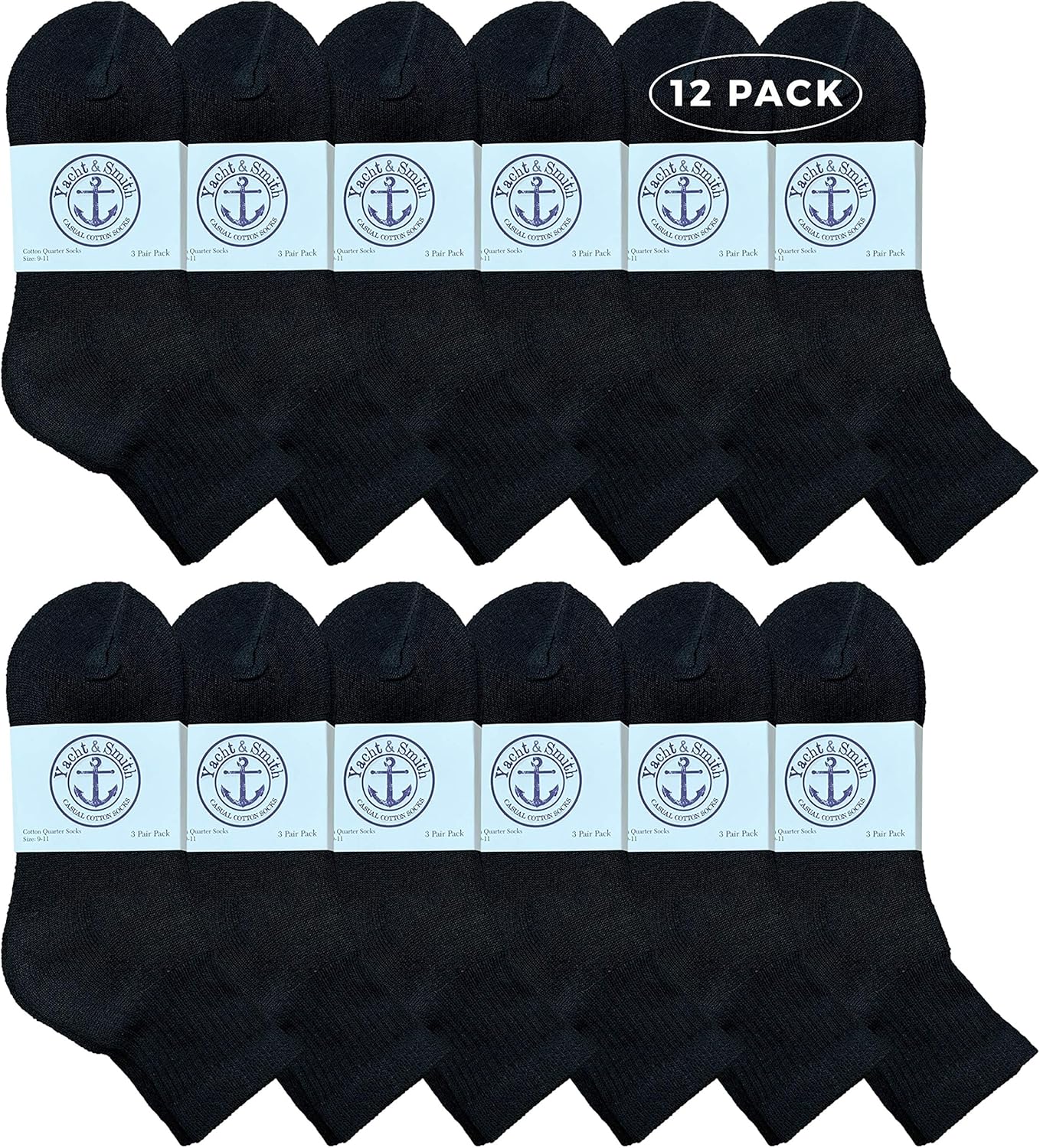 Yacht & Smith Wholesale Bulk Womens Mid Ankle Socks, Cotton Sport Athletic Socks - Size 9-11