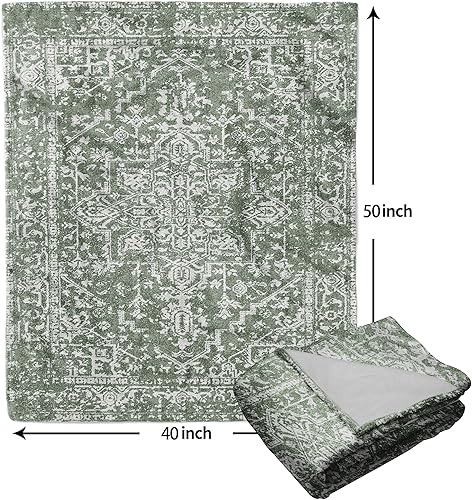 Miniatura 5 de Manta bohemia verde salvia, franela suave, ligera, retro, bohemia, acogedora, cálida, vintage, geométrica, azteca, para todas las estaciones,