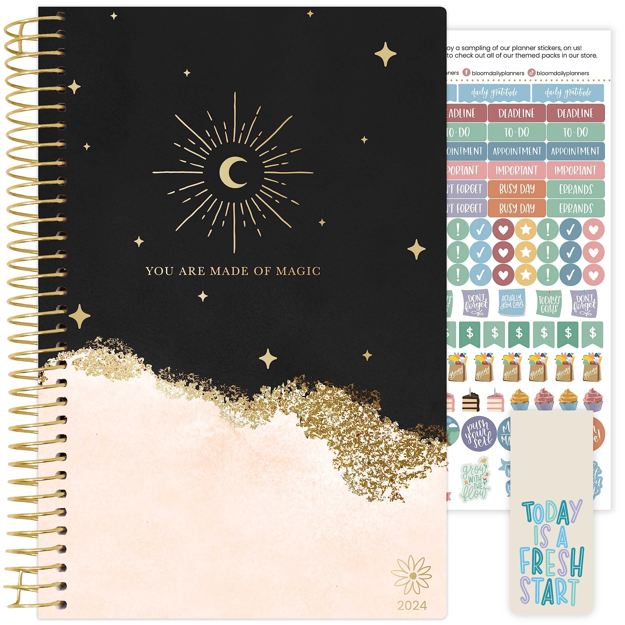 Amazon.com : bloom daily planners 2024 Calendar Year Day Planner (January  2024 - December 2024) - 5.5” x 8.25” - Weekly/Monthly Agenda Organizer Book  with Stickers & Bookmark - Celestial : Office Products