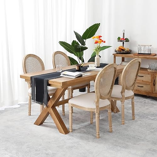 Miniatura 2 de Chassic Juego de 6 manteles individuales rústicos, manteles individuales de lino lavables, manteles tejidos para cocina, comedor, fiesta, boda y