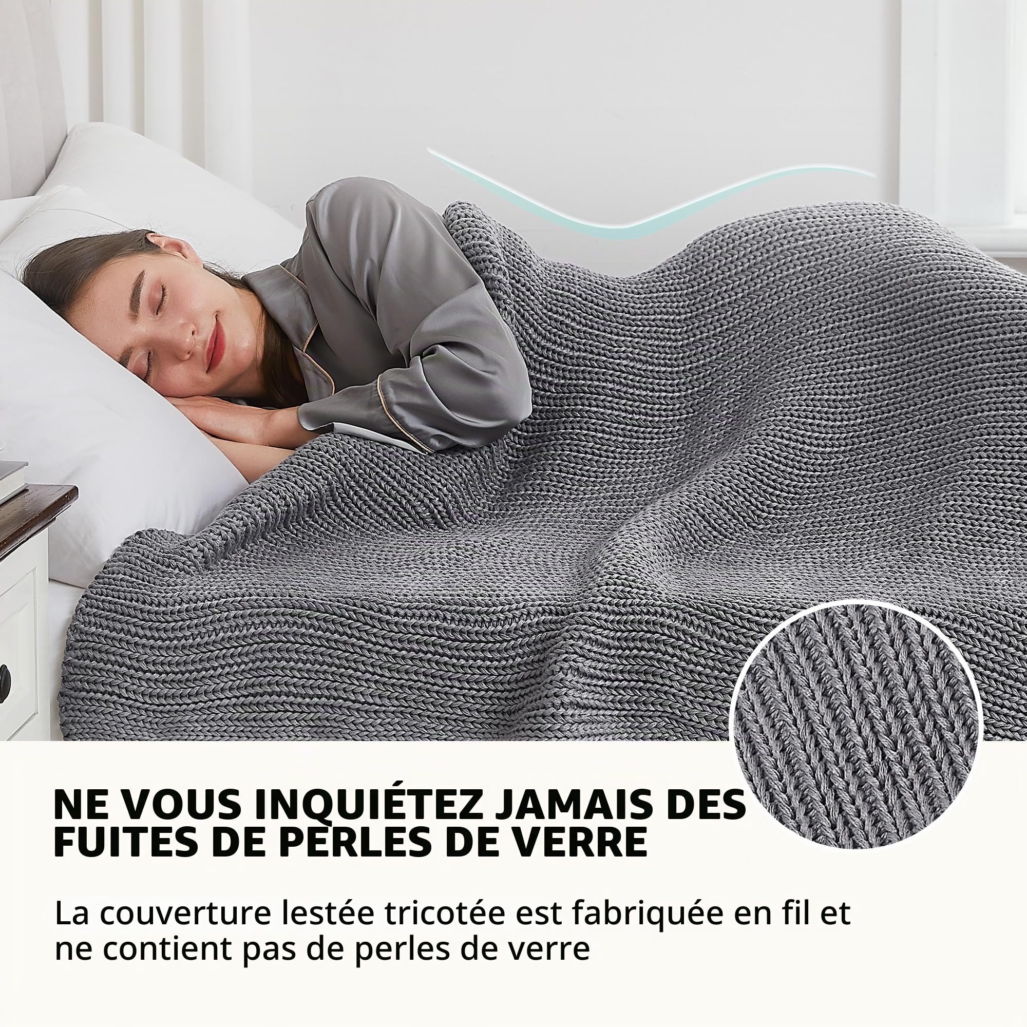 L'AGRATY Couverture lestée en Tricot – 152,4 x 203,2 cm, 6,8 kg – Couverture Lourde rafraîchissante en Tricot épais pour Adultes – Couverture décorative en Tricot torsadé épais sans Perles – Lestée