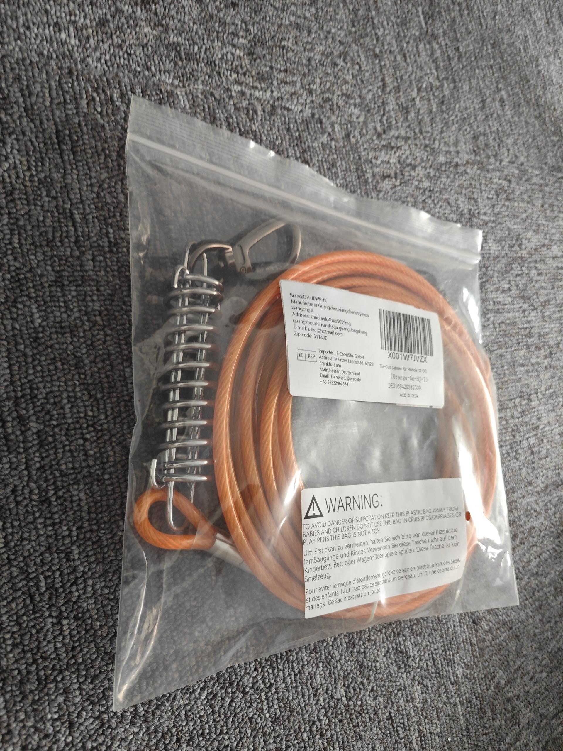 Câble d'attache orange pour chien avec crochet pivotant à ressort verrouillable, chaînes robustes pour l'extérieur pour animaux de compagnie, câbles de course pour chiens jusqu'à 226,8 kg (3 m)