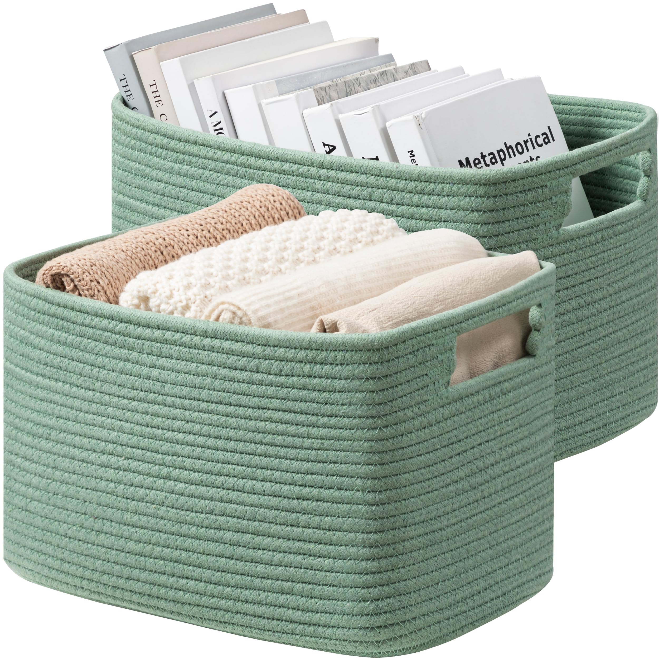 Amazon.com: UBBCARE 2 Pack Shelf Baskets, Larger Woven Storage Baskets for Organizing(14.5''L x ...