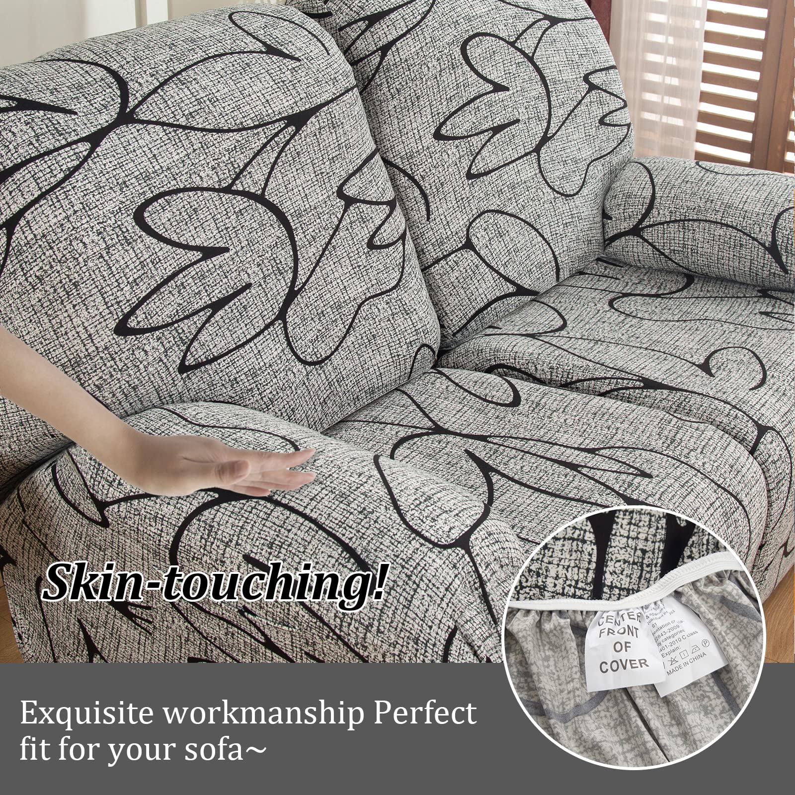 Jaotto Copridivano Relax 2 Posti Reclinabile, Fodere Copripoltrona Relax 1 Posto Universale con Tasche, 6-Pezzi Copridivano Fantasia Lavabile, Coperture per Divano da Massaggio,Grigio Stile