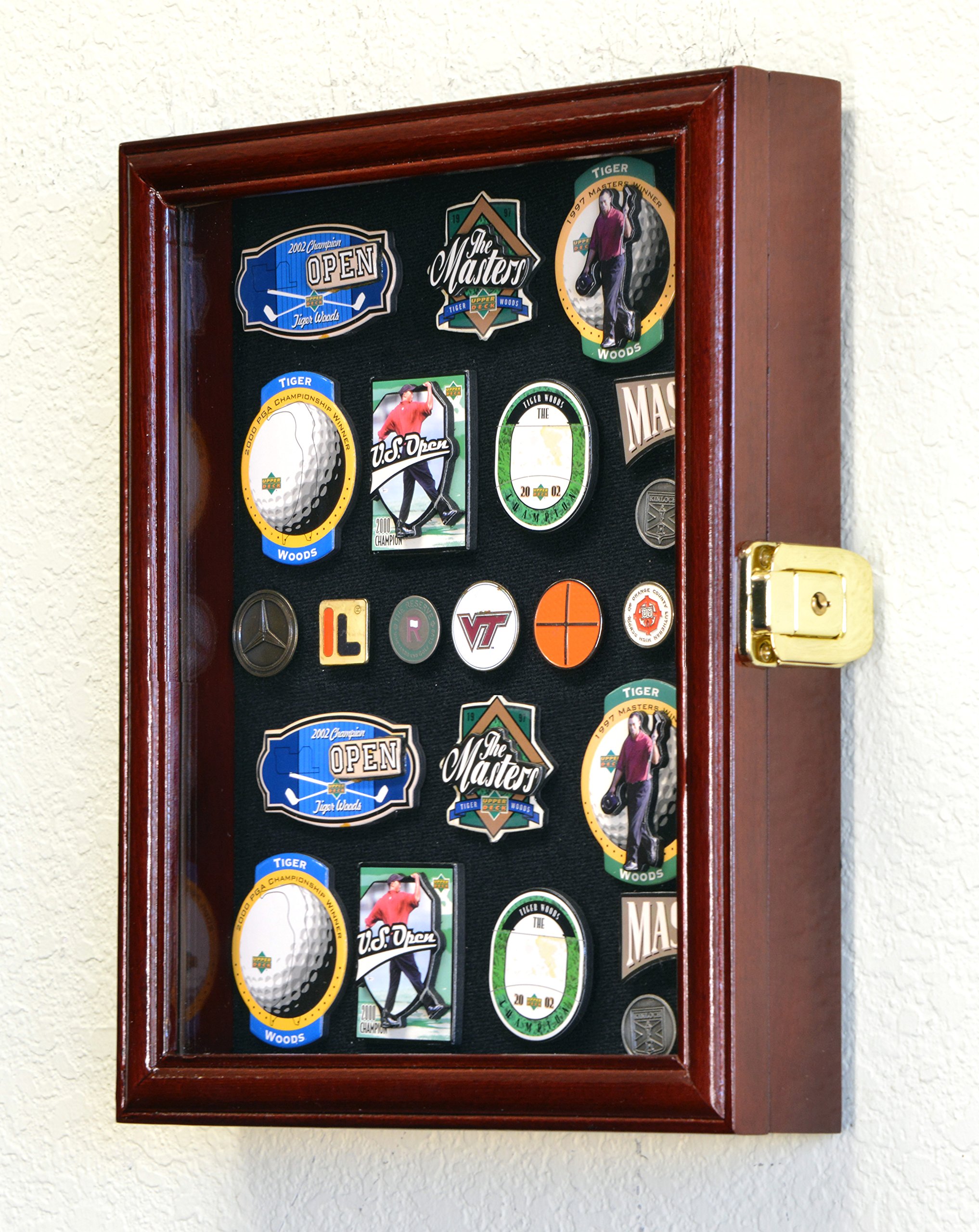 XS Golf Marker Magnet Divot Tool Display Case Cabinet Holder 98% UV – Lockable, Cherry