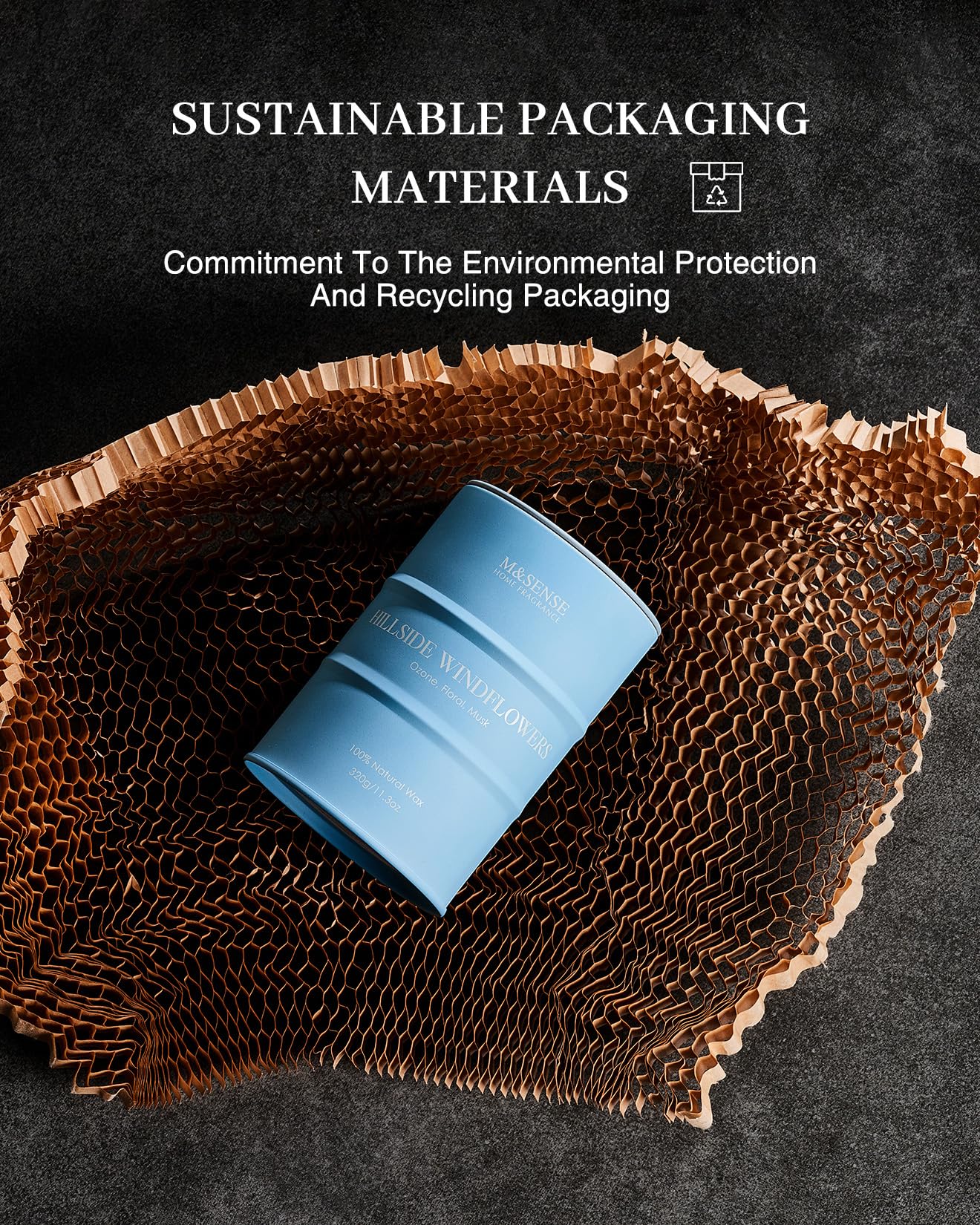 M&SENSE Candele profumate fiori di vento di collina di soia, candele naturali organiche a combustione pulita da 70 ore a lunga durata, candele rilassanti per aromaterapia MSTC0118S HillsideWindflowers