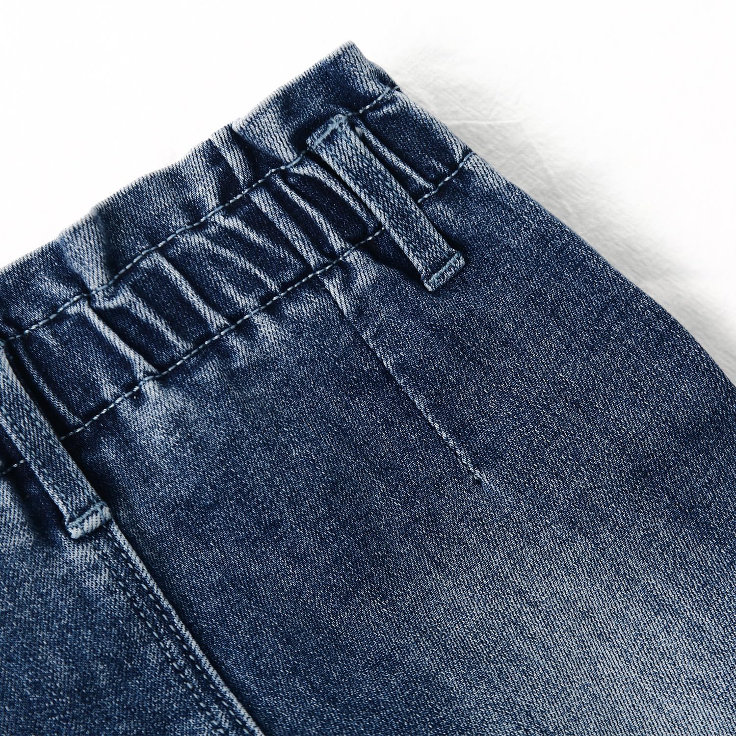 KIDSCOOL SPACE Pantalone in Denim con Volant ed Elastico in Vita per Bambine