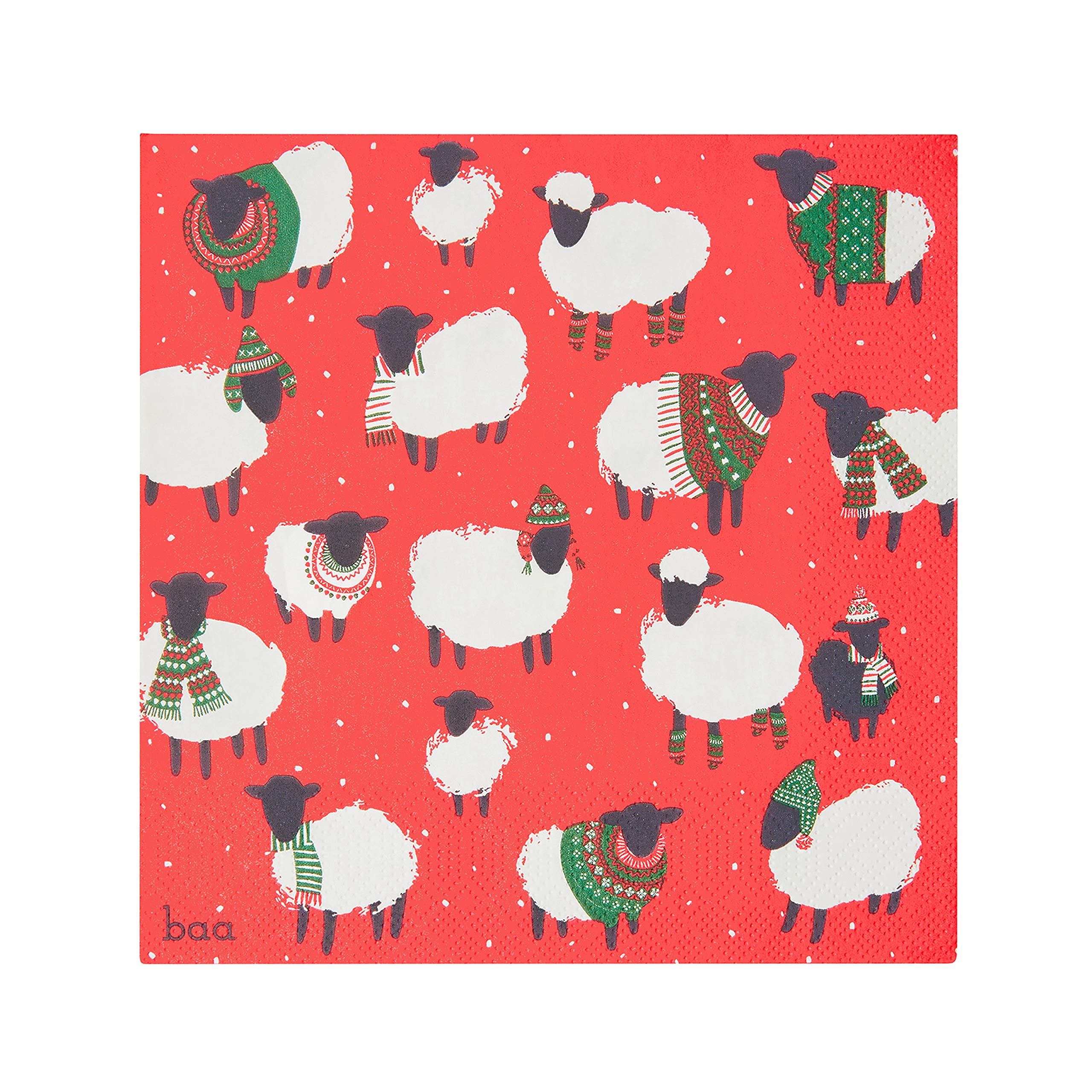 Talking Tables 20 x Sheep Napkins Red Paper Christmas Disposable Serviettes Xmas Eco Table Decorations– Festive Woolly Sheep Christmas Tableware Decoupage – 33cm x 33cm