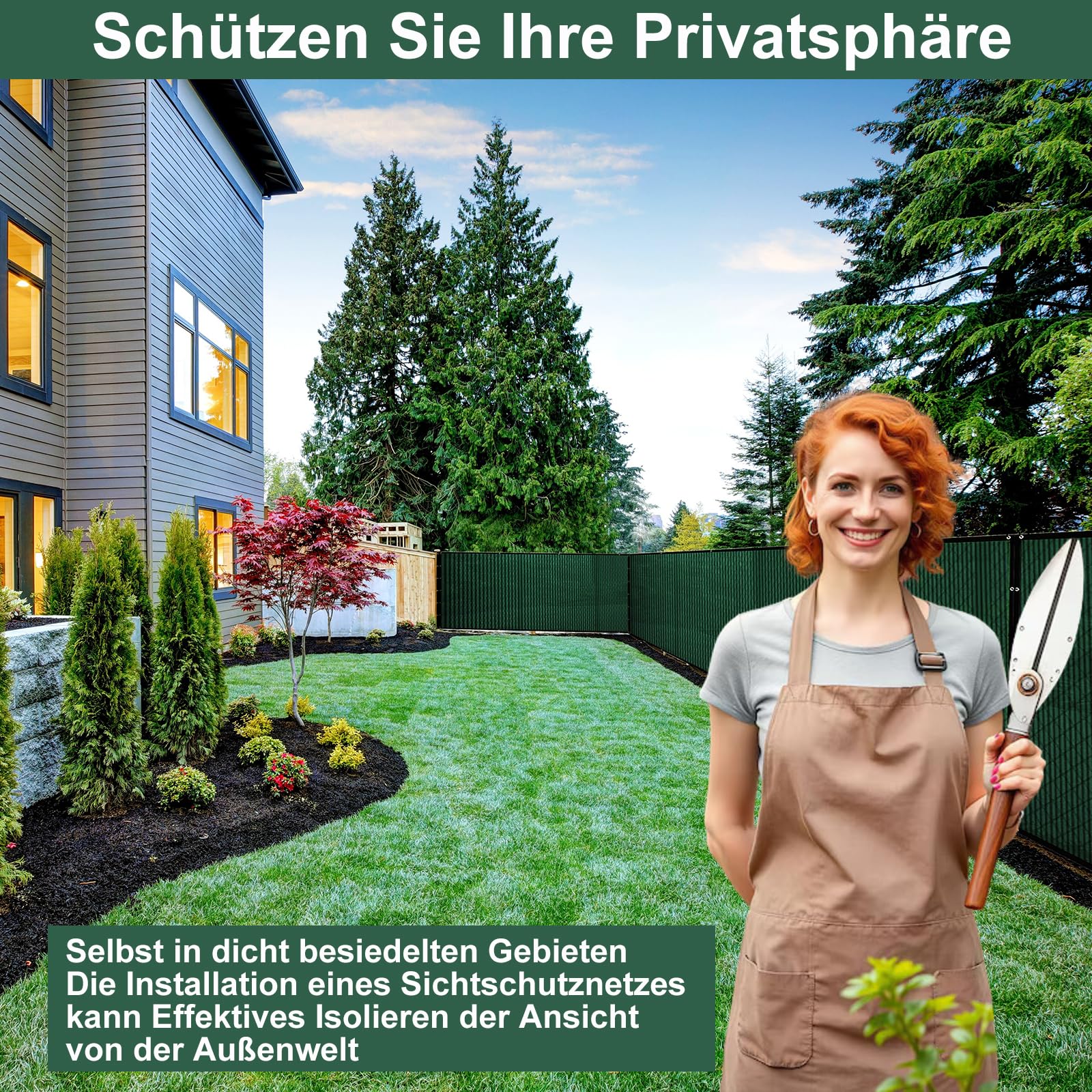 BeGrit Sichtschutz Zaunblende 2m x 5m Zaun Sichtschutz wetterfest Gartenzaun Windschutz 90% Beschattun HDPE Sonnenschutz Tennisblende Schattiernetz UV-resistent reißfest mit Löcher Kabelbinder grün
