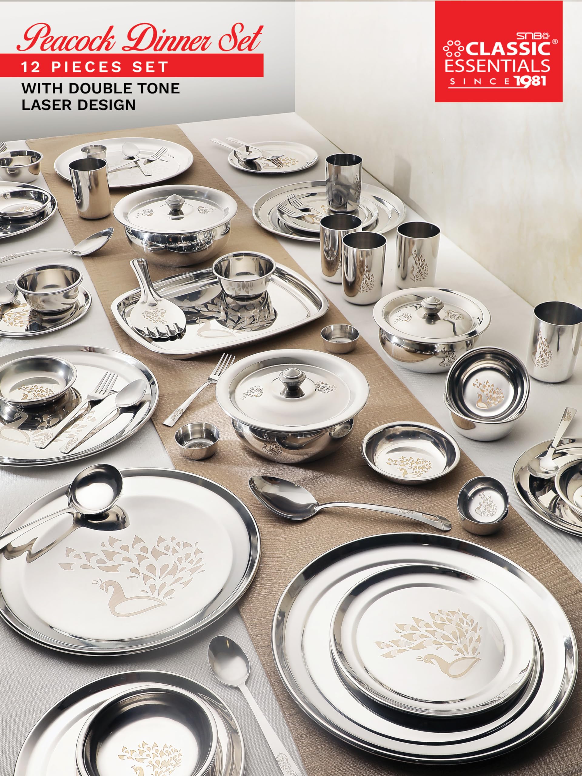Classic Stainless Steel Dinner Set - Serves 2 -6