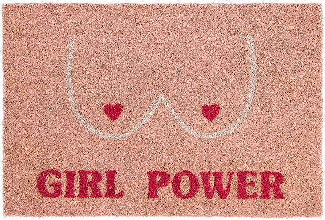 Fisura Modern Coconut Door Mat - Non-Slip PVC Backing, 70x40cm (Girl Power)