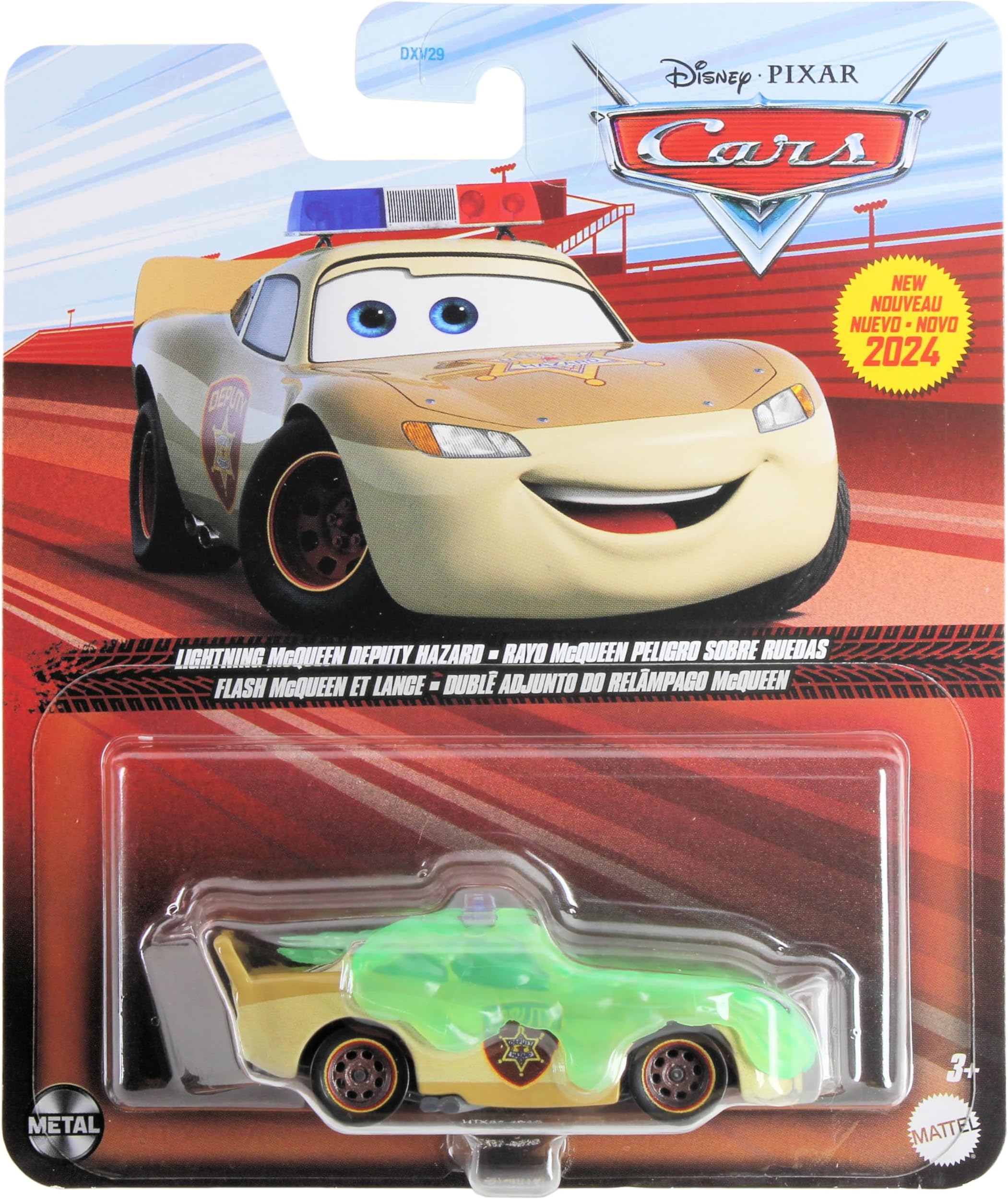 Hot Wheels Disney Cars 2024 Diecast Metal Cars On The Road B-Movie Lightning McQueen Deputy Hazard with Slime